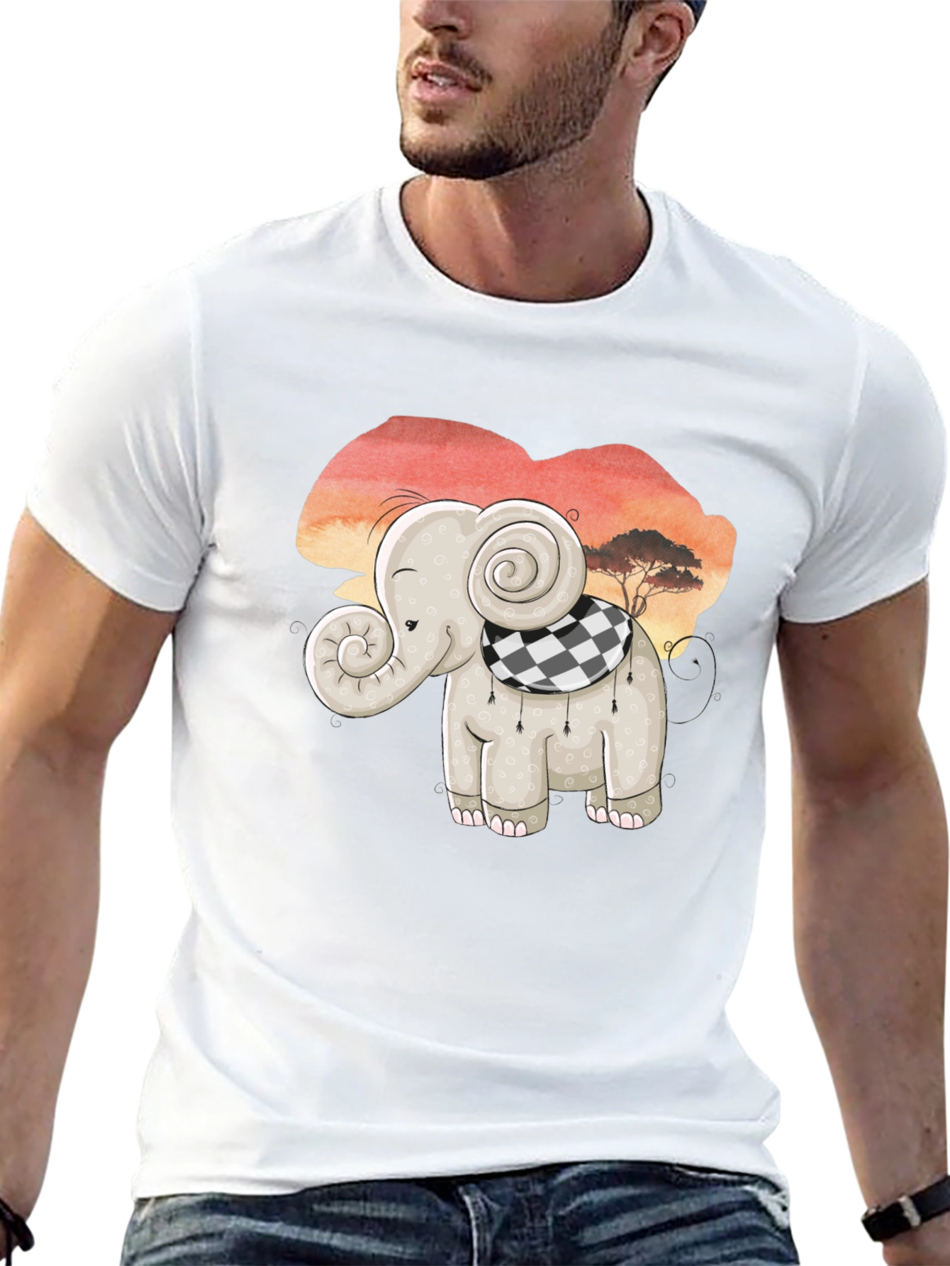 Cute Elephant Graphic Tee - Safari Style