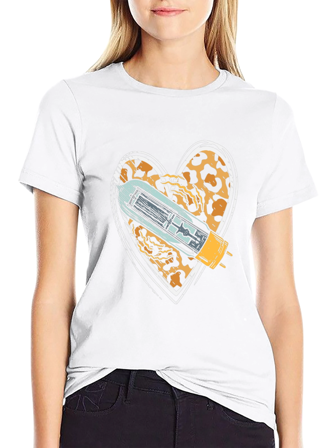 Leopard Heart Tube T-Shirt