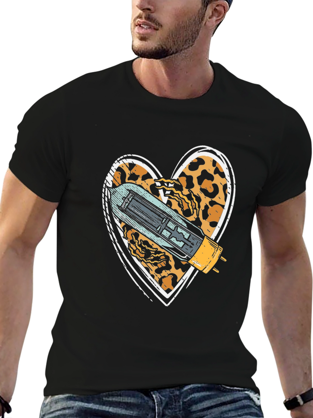 Leopard Heart Tube T-Shirt