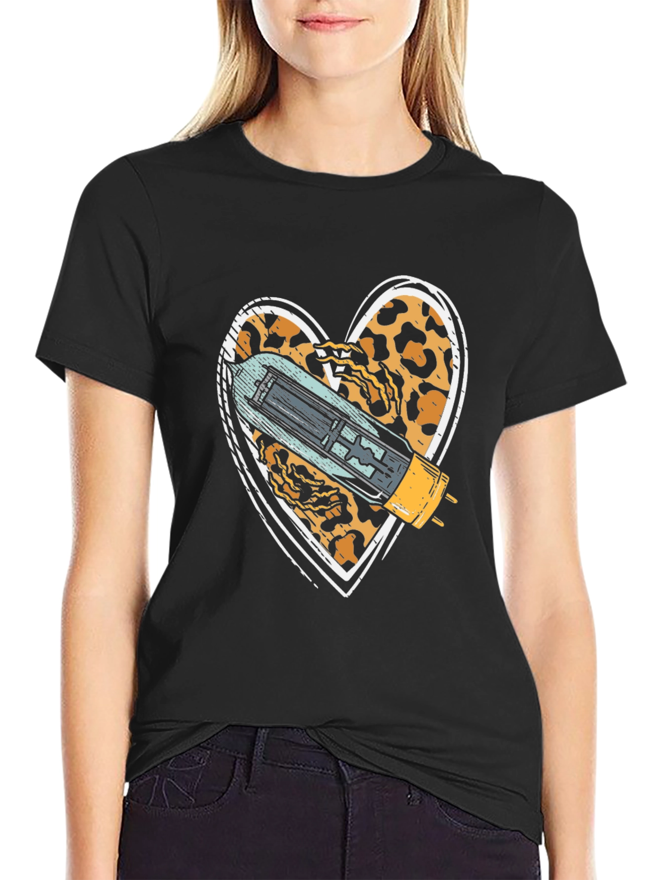 Leopard Heart Tube T-Shirt