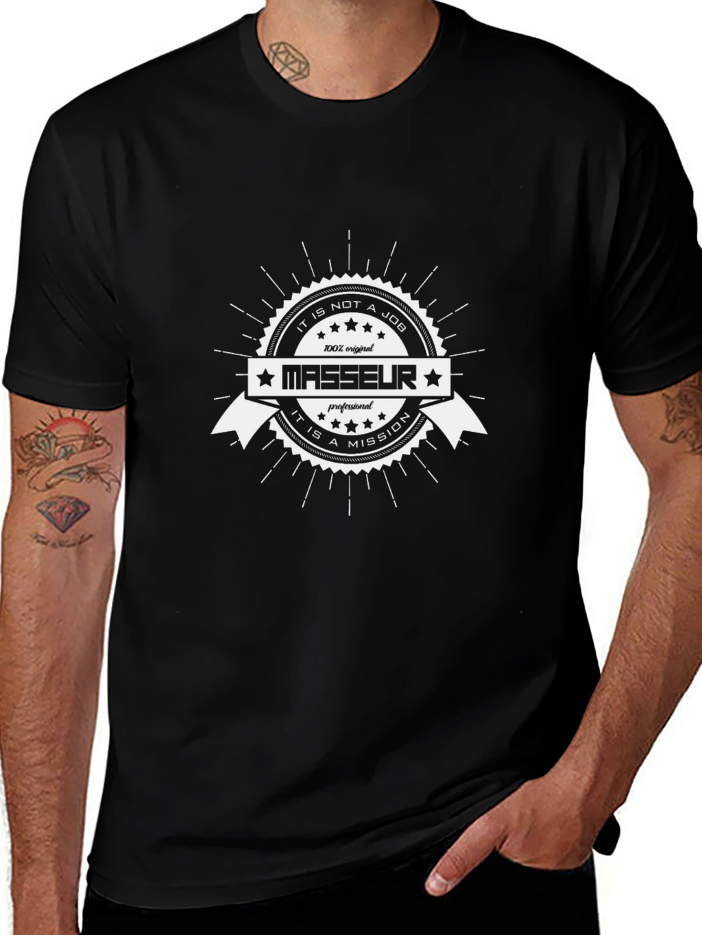 Masseur Professional Black T-Shirt: Not a Job A Mission