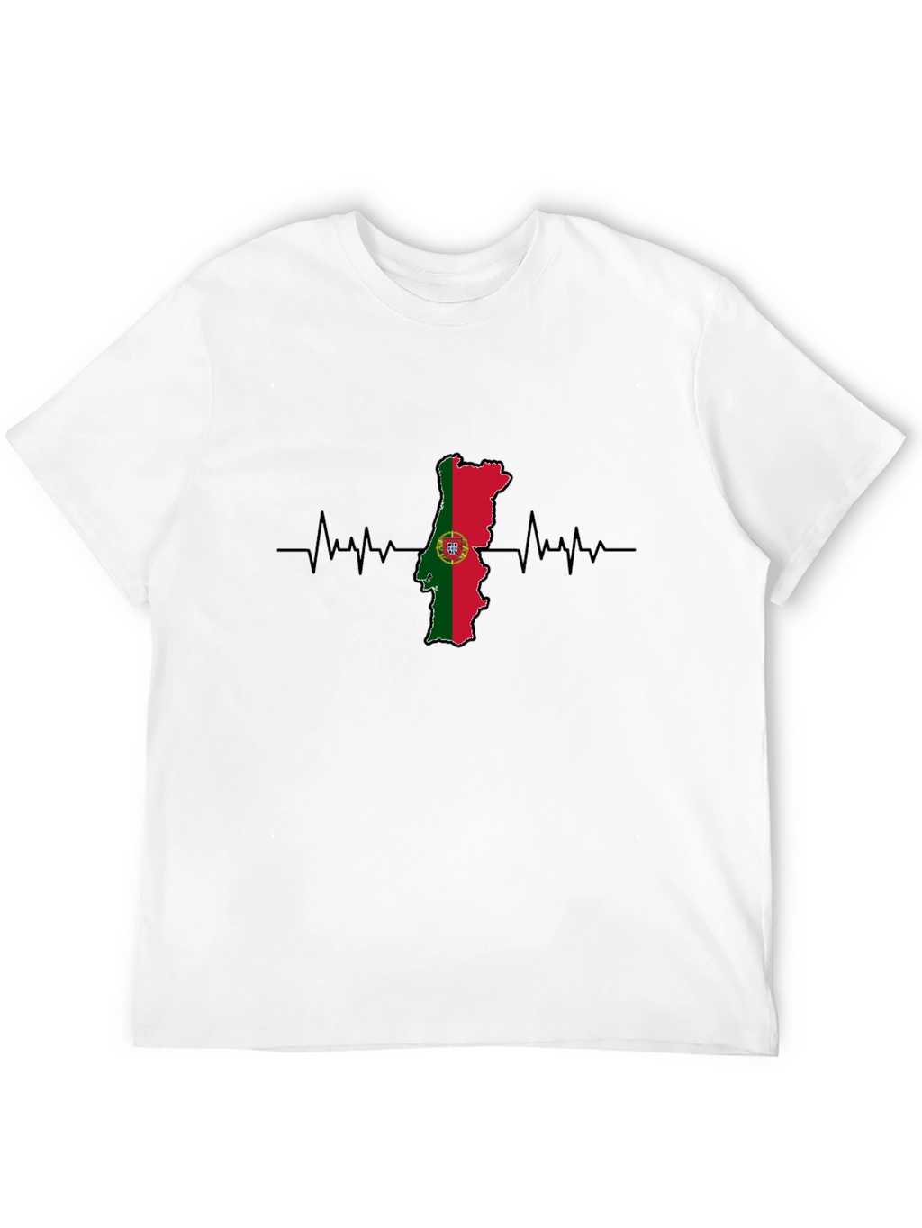 Portugal Flag Heartbeat Graphic Tee - Black