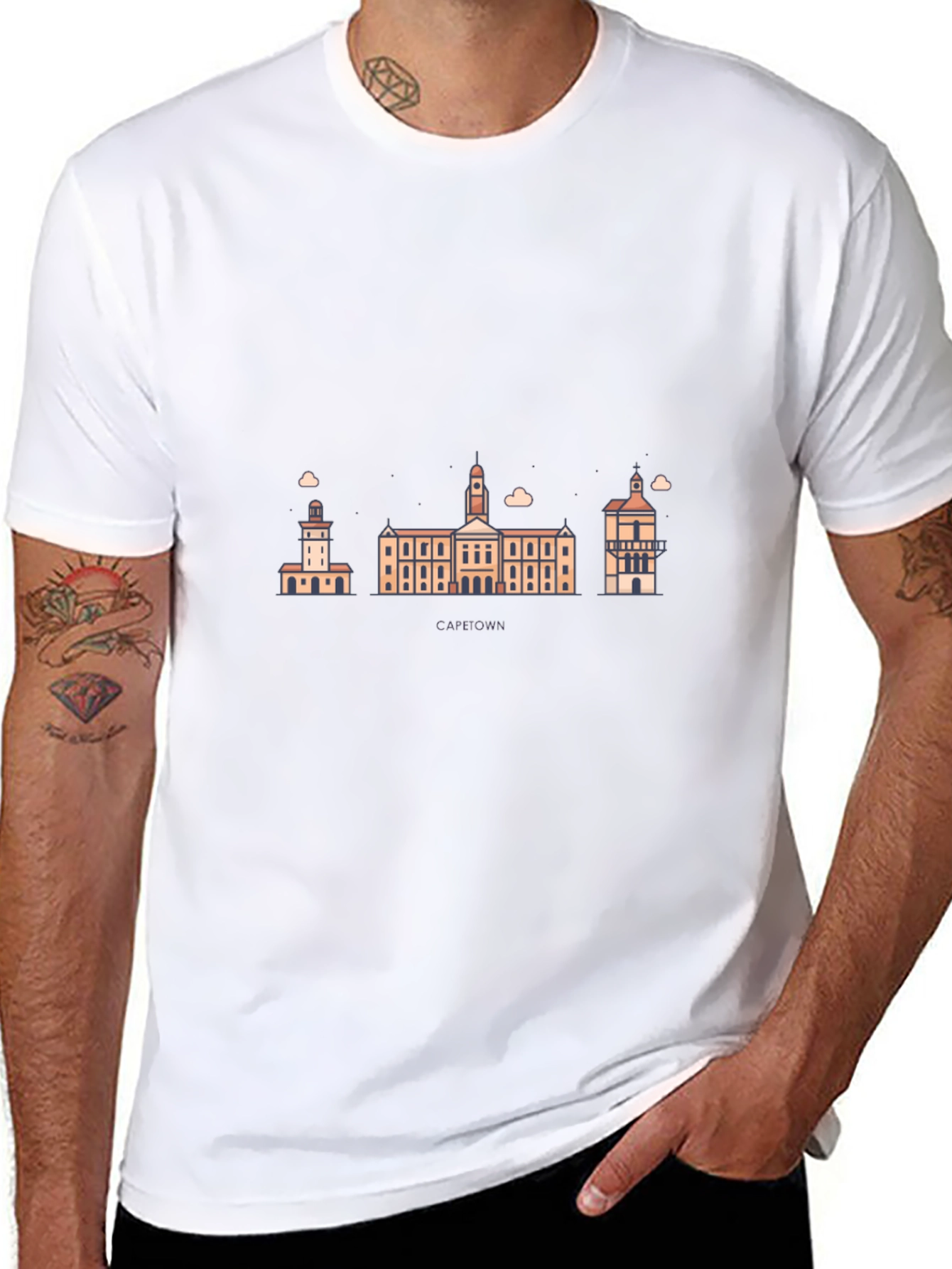 Cape Town Skyline Graphic Black T-Shirt