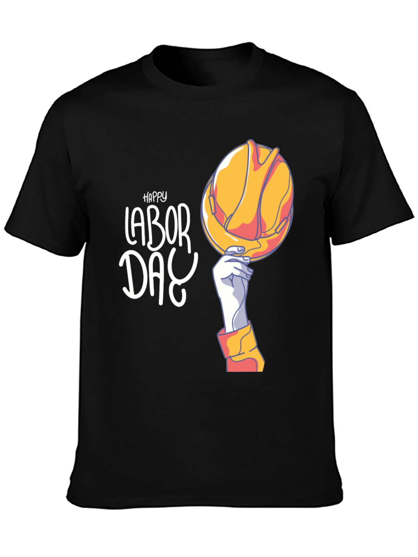 Happy Labor Day Graphic Tee Black Short Sleeve