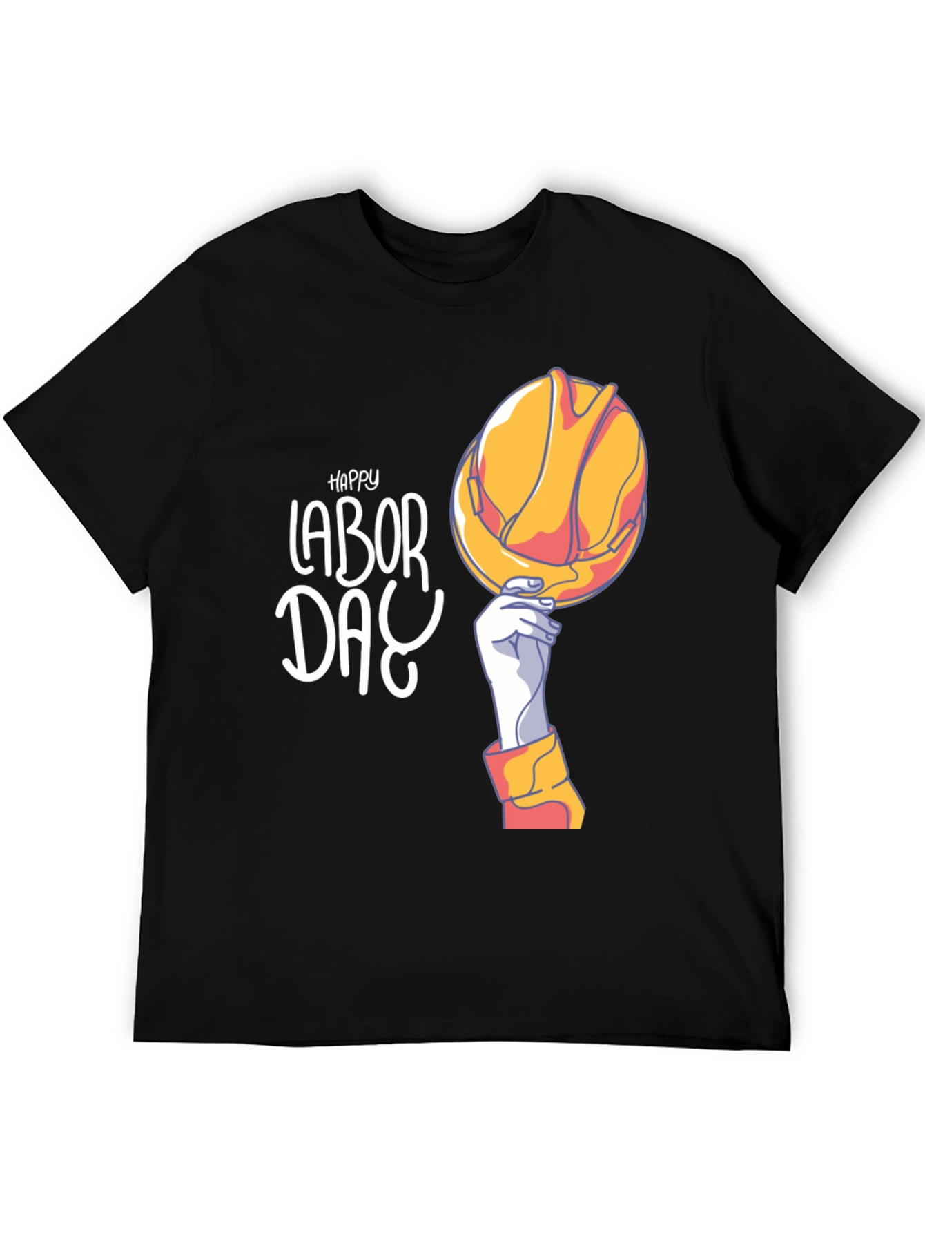 Happy Labor Day Graphic Tee Black Short Sleeve
