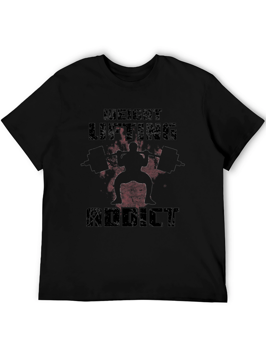 Weight Lifting Addict Black Graphic T-Shirt