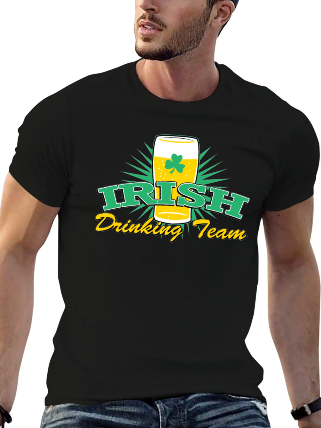 Irish Drinking Team Black Graphic T-Shirt