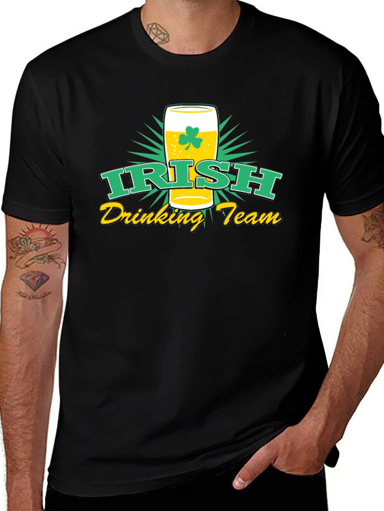 Irish Drinking Team Black Graphic T-Shirt