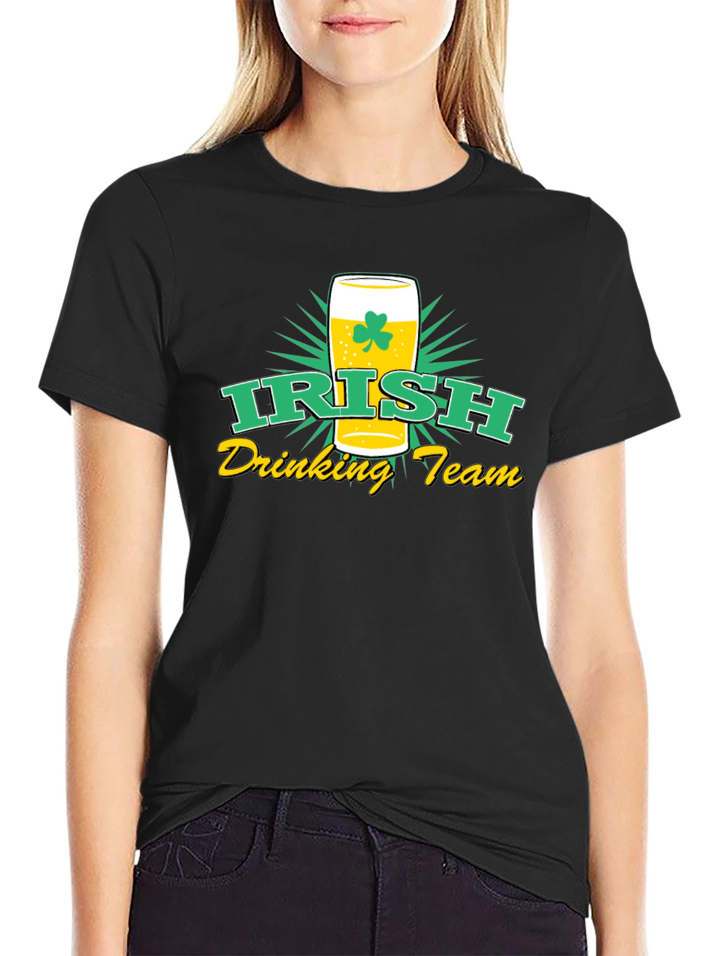 Irish Drinking Team Black Graphic T-Shirt