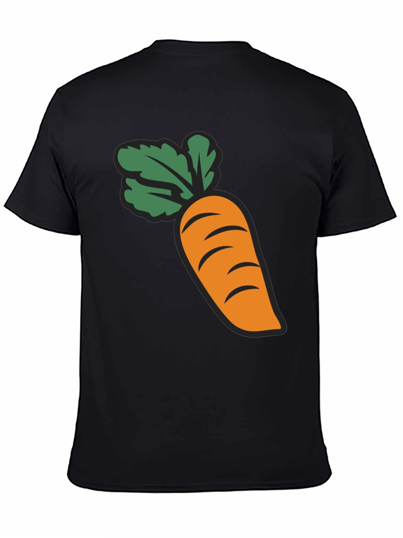 Carrot Graphic Black T-Shirt Crew Neck Short Sleeve
