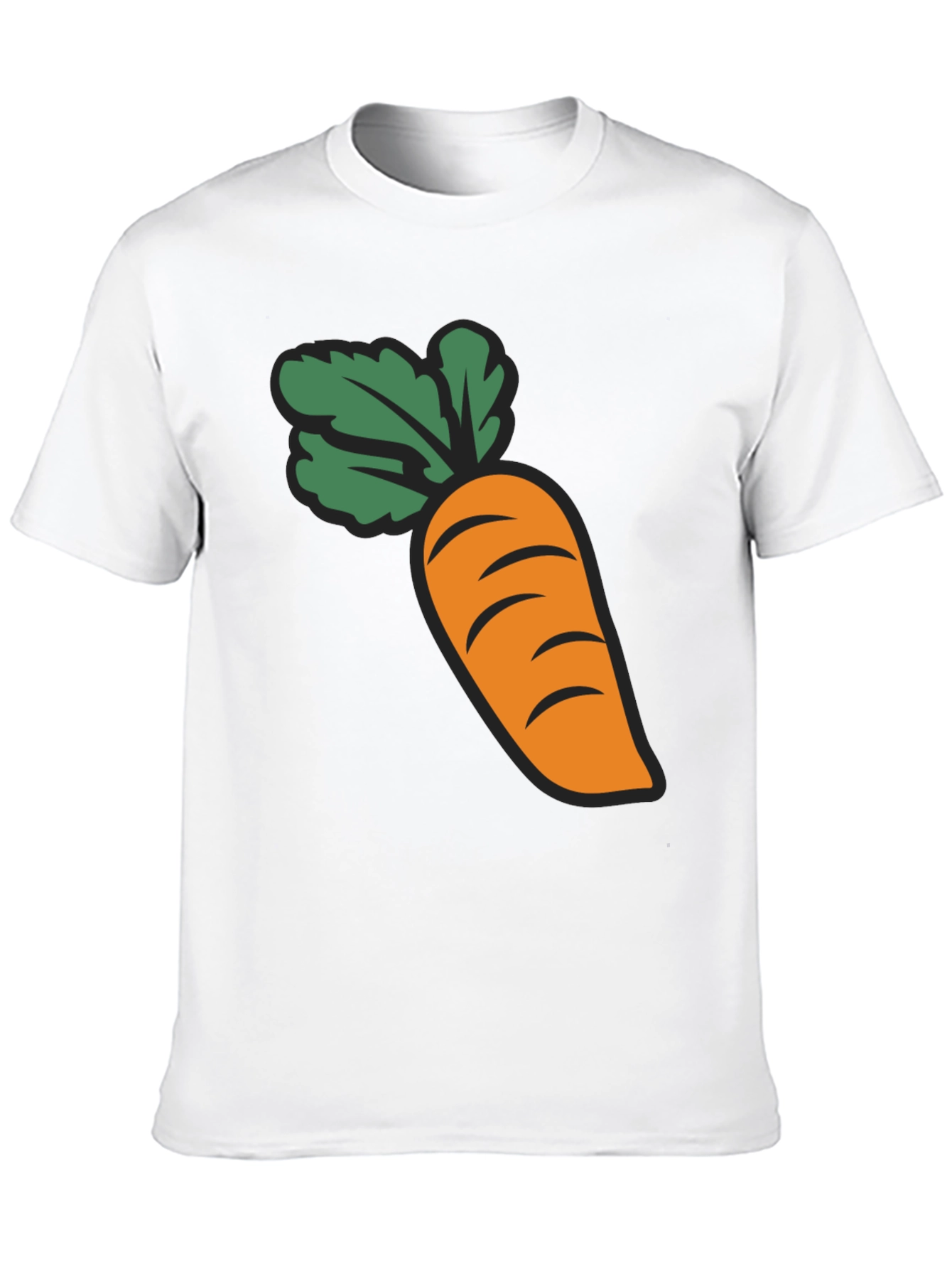 Carrot Graphic Black T-Shirt Crew Neck Short Sleeve