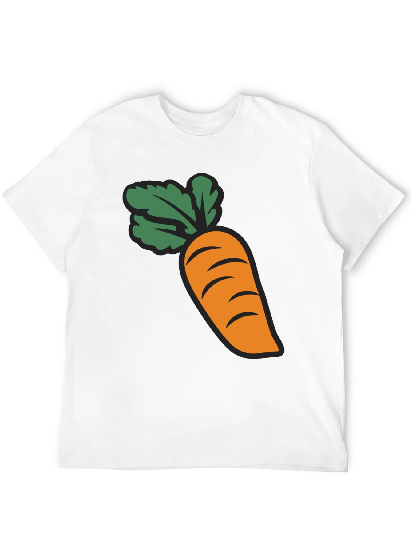 Carrot Graphic Black T-Shirt Crew Neck Short Sleeve