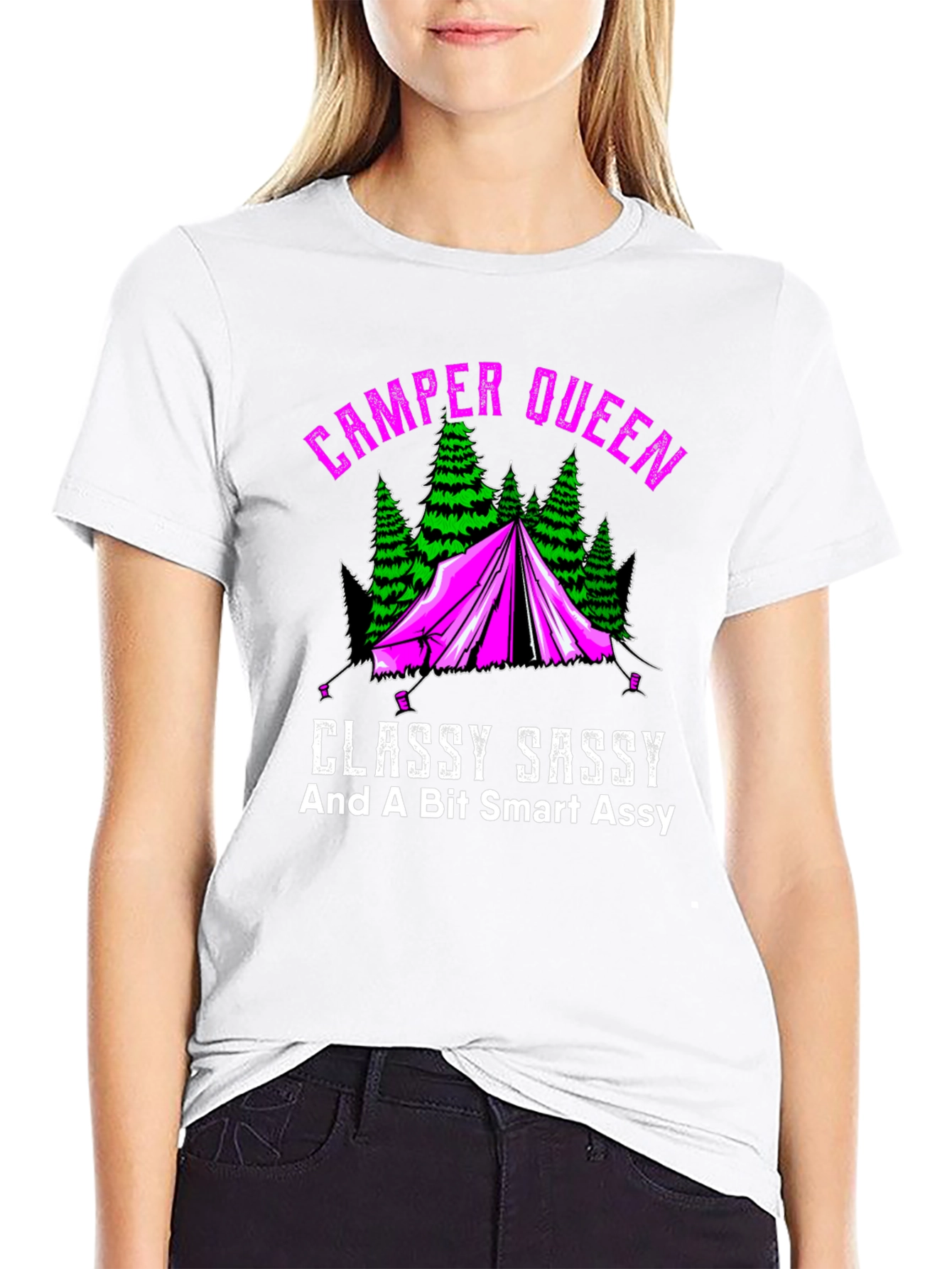 Camper Queen Graphic Tee - Classy Sassy Camping Shirt