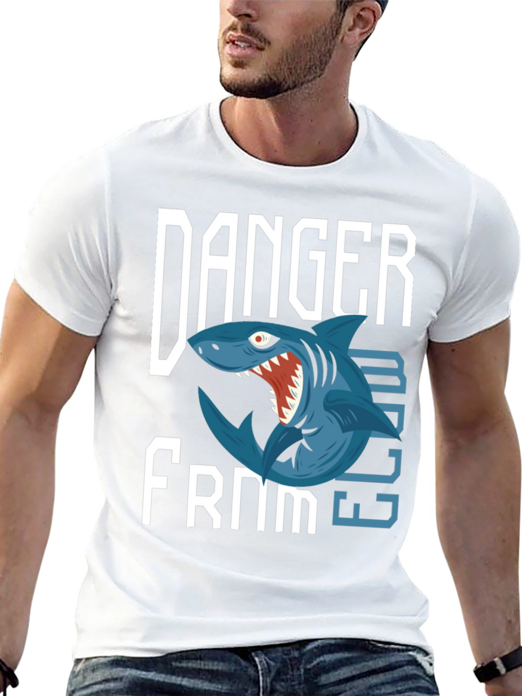 Danger From Below Shark Graphic T-Shirt