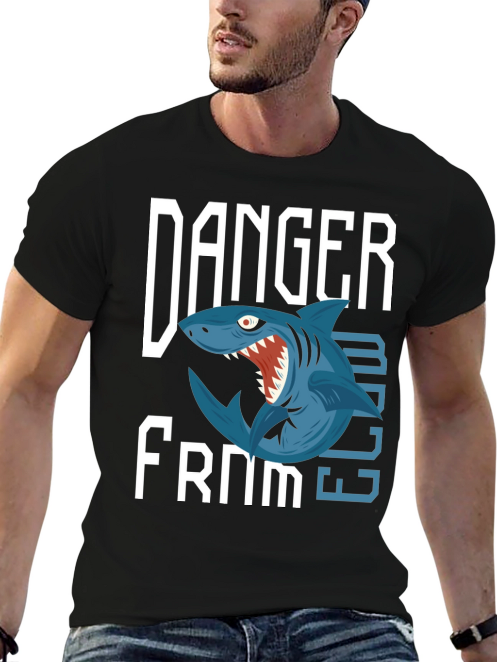 Danger From Below Shark Graphic T-Shirt