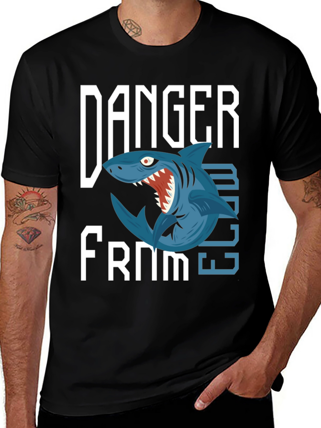 Danger From Below Shark Graphic T-Shirt
