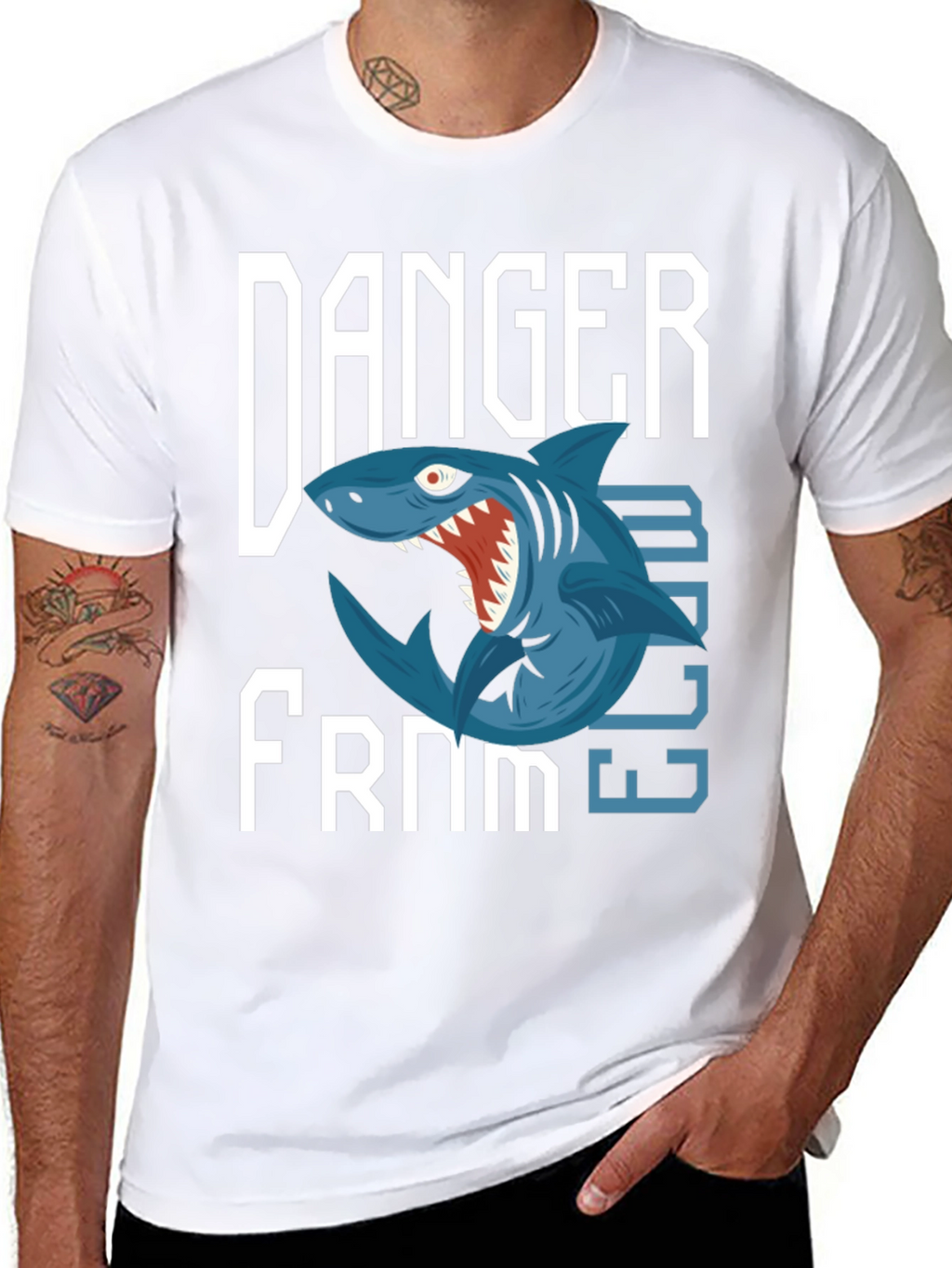 Danger From Below Shark Graphic T-Shirt