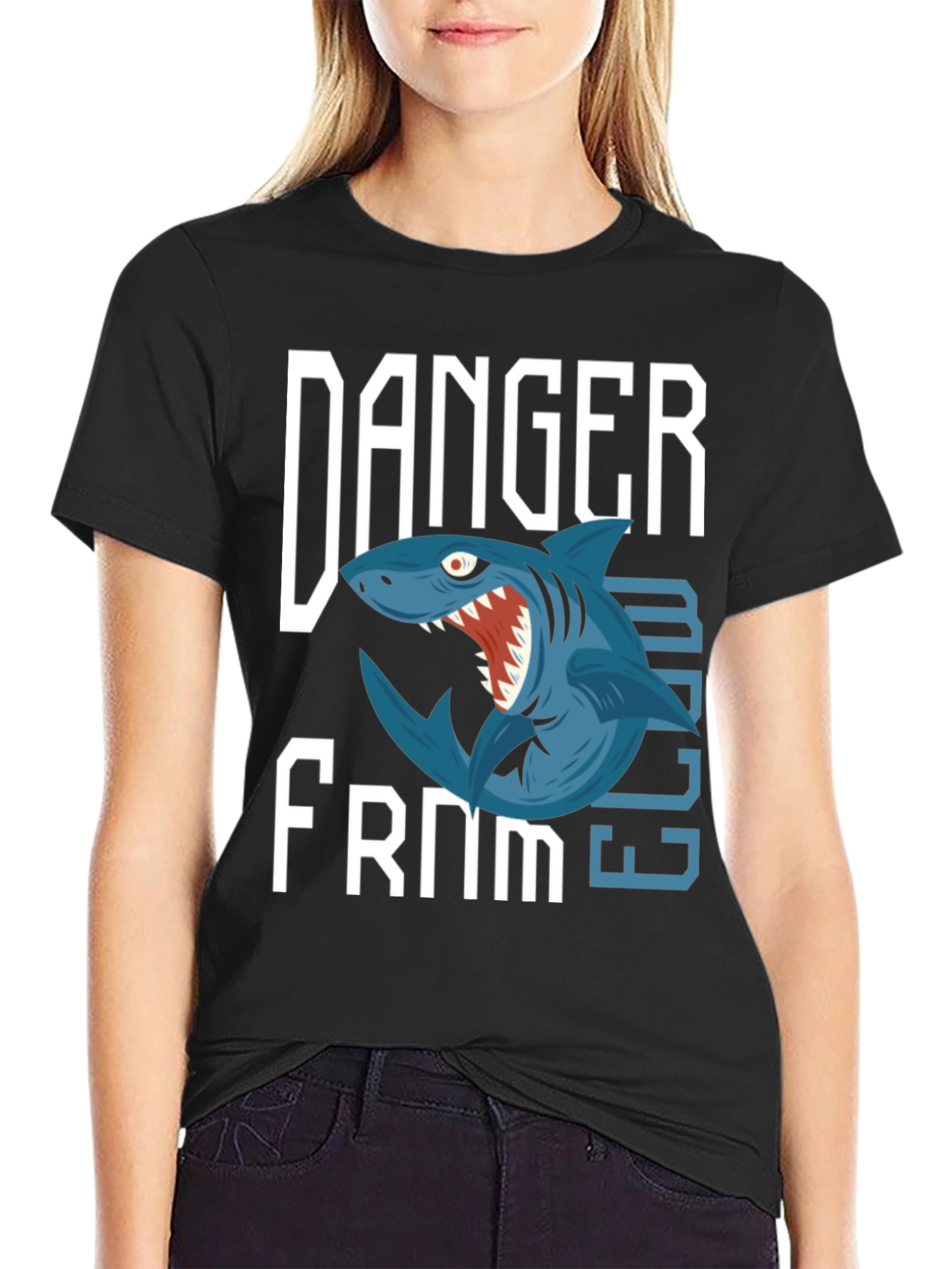 Danger From Below Shark Graphic T-Shirt