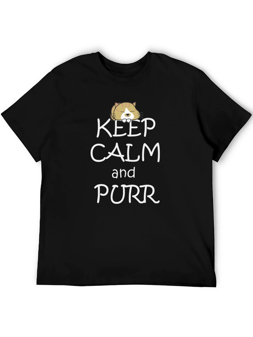 Keep Calm and Purr Black T-Shirt