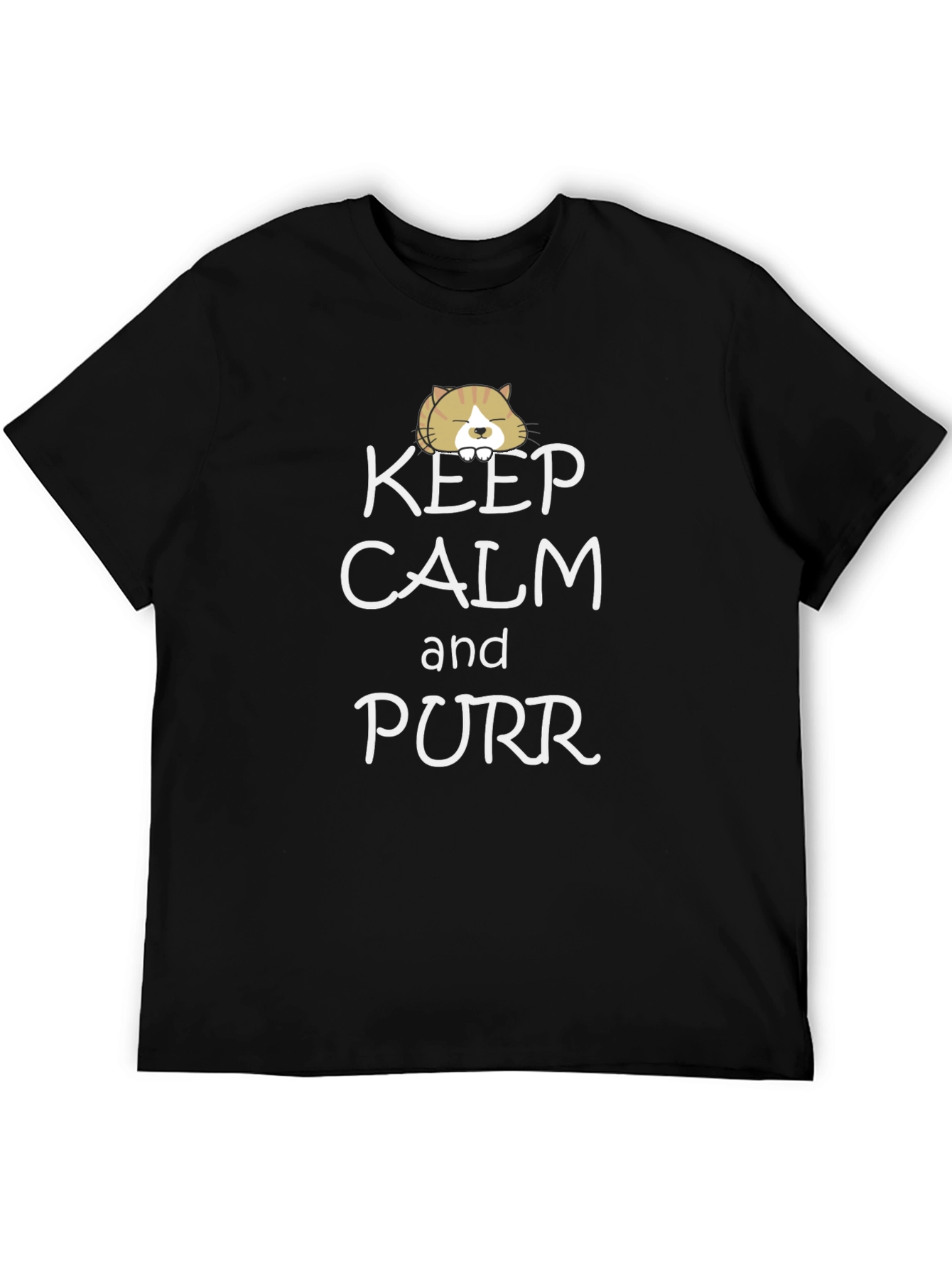 Keep Calm and Purr Black T-Shirt