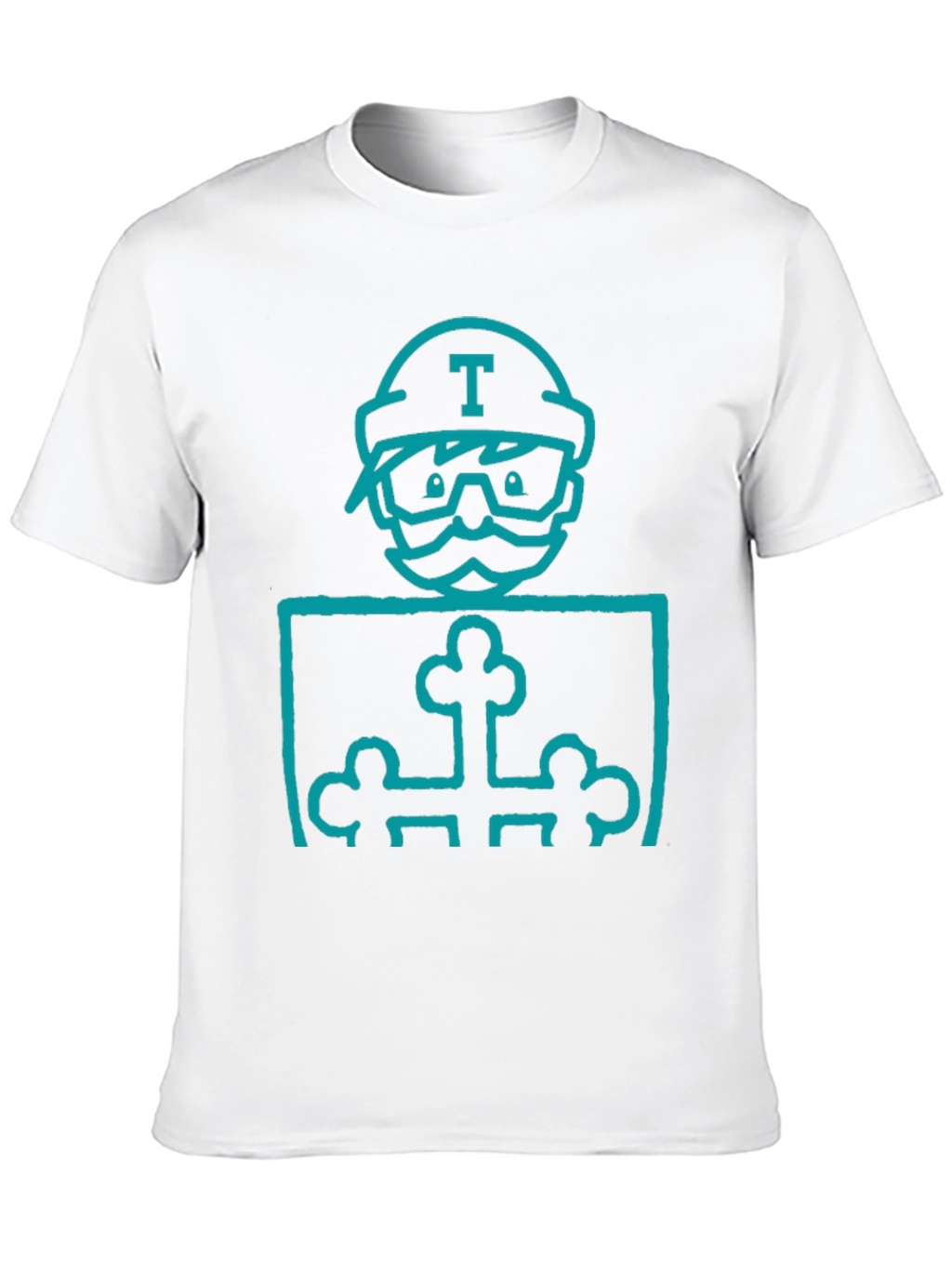 Mens Black Graphic T-Shirt with Blue Character Print
