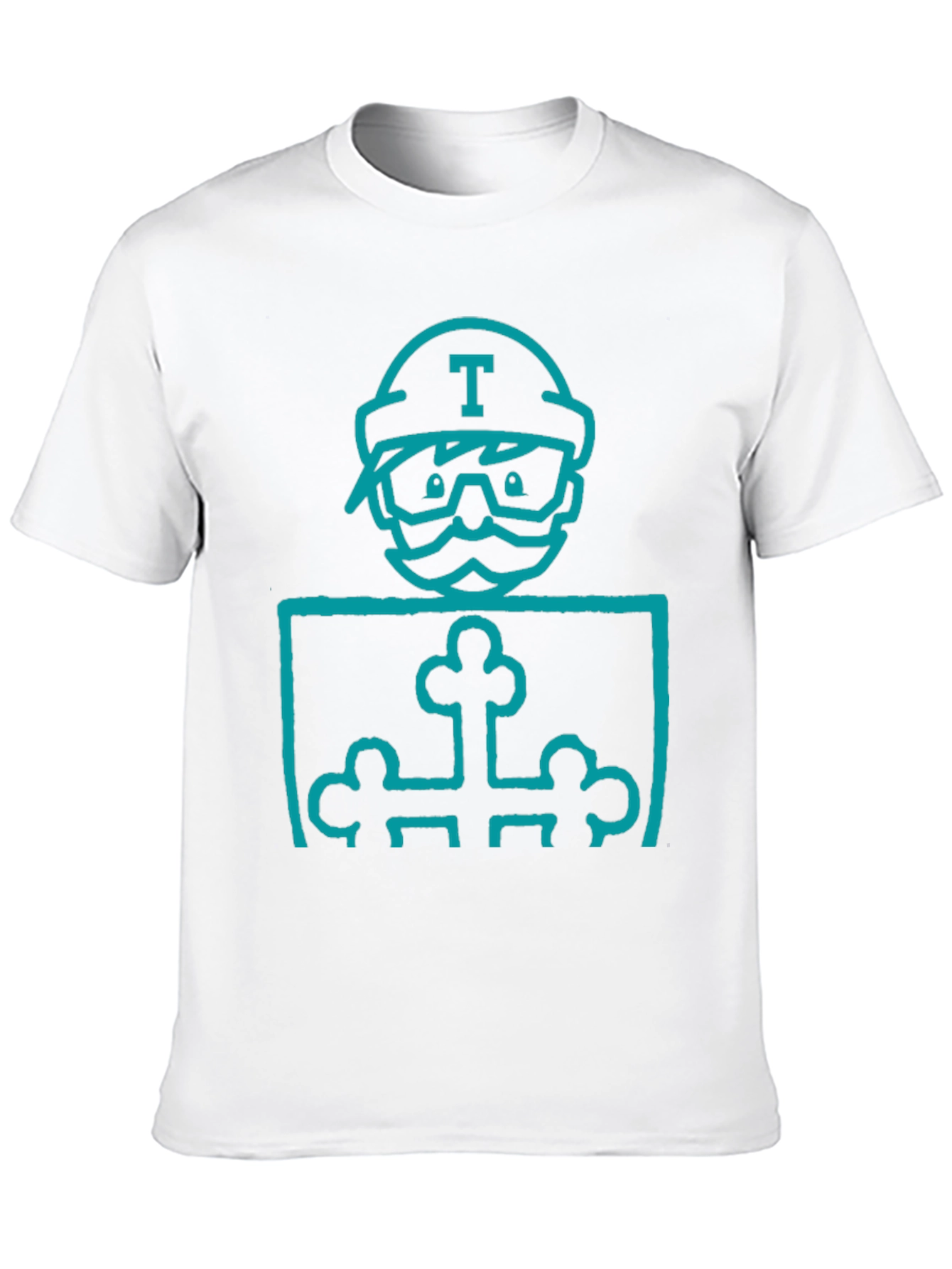Mens Black Graphic T-Shirt with Blue Character Print