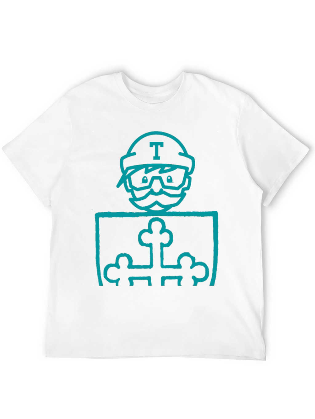 Mens Black Graphic T-Shirt with Blue Character Print