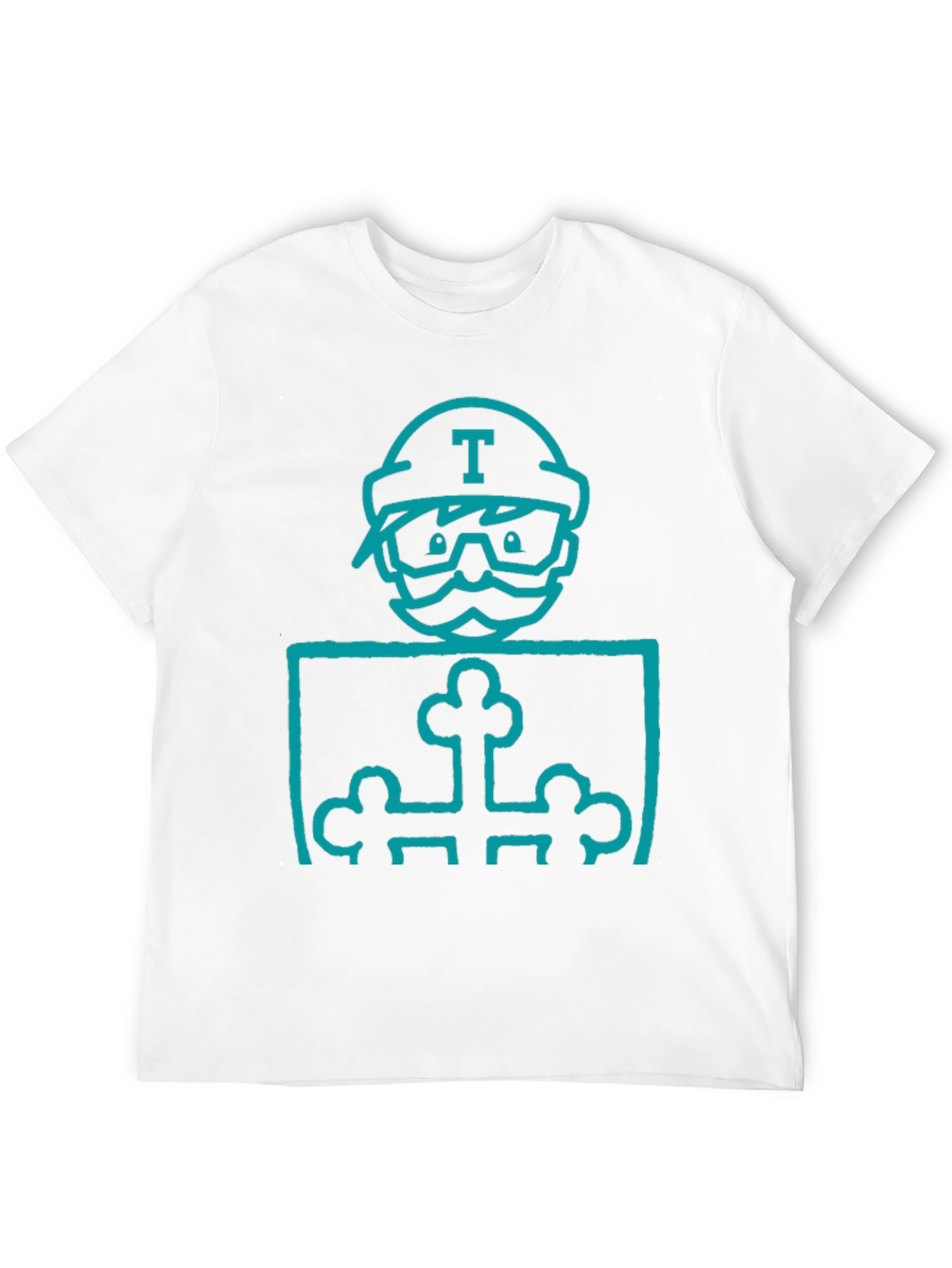 Mens Black Graphic T-Shirt with Blue Character Print
