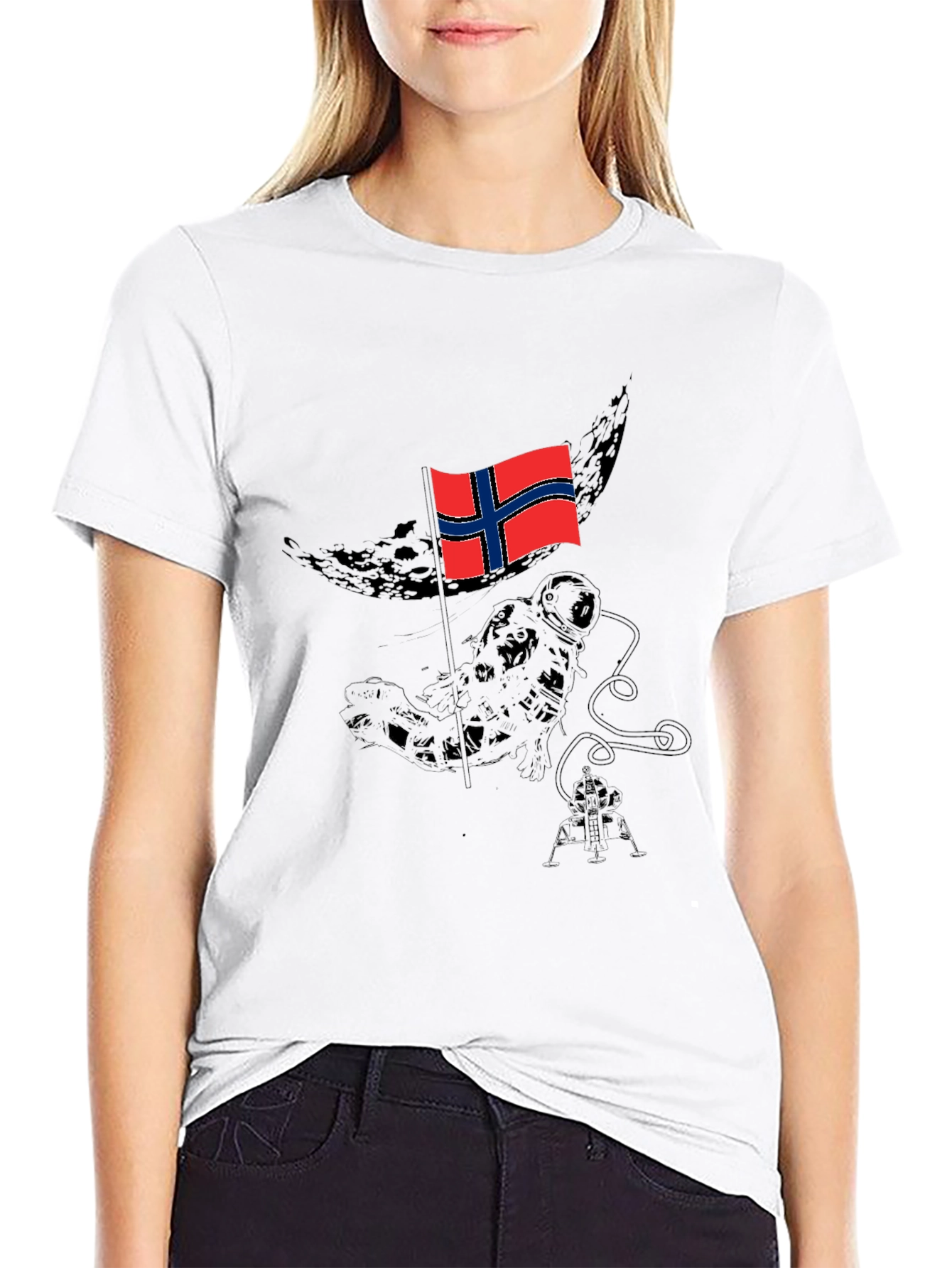 Norway Flag Astronaut Black T-Shirt