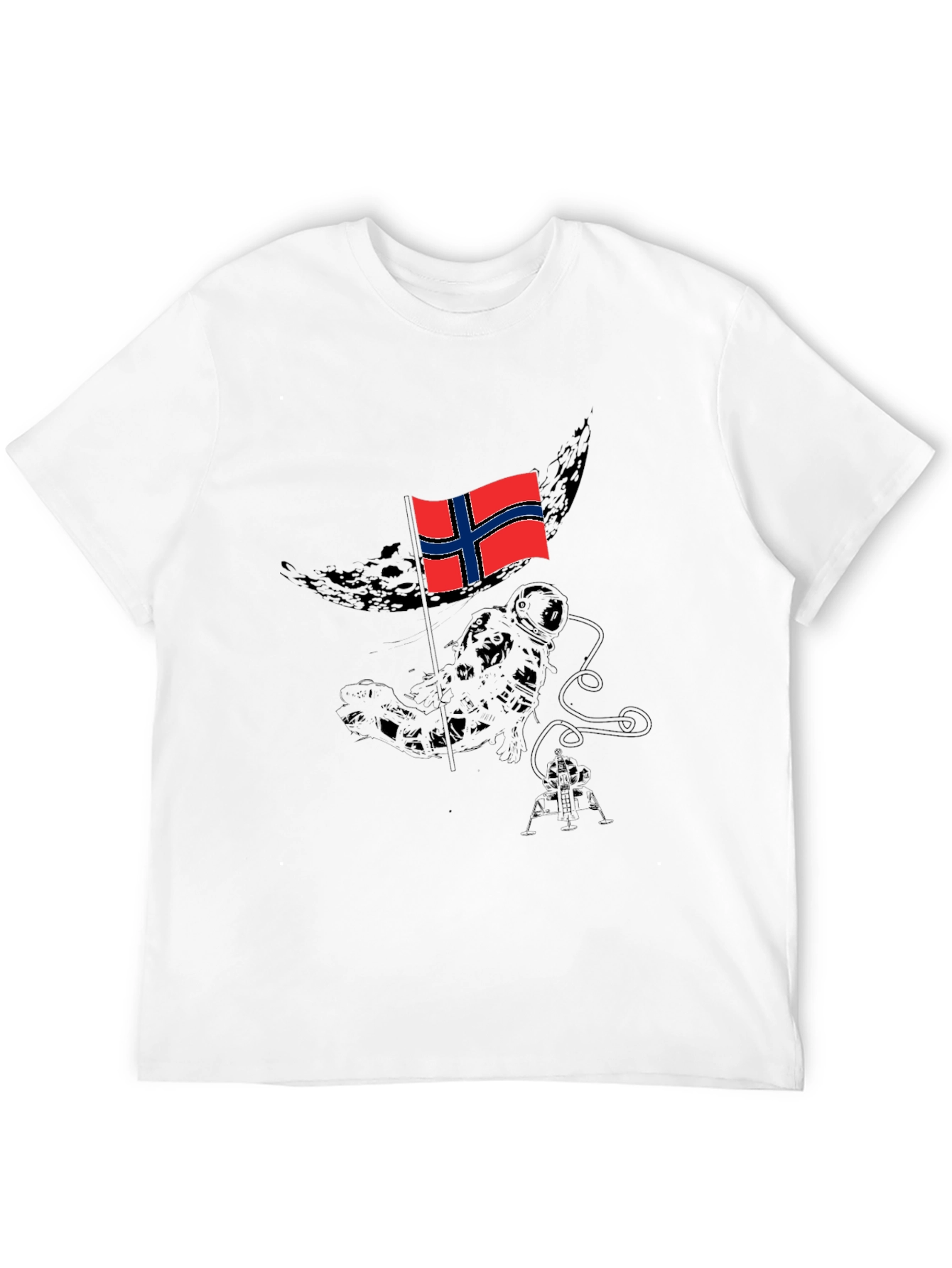 Norway Flag Astronaut Black T-Shirt