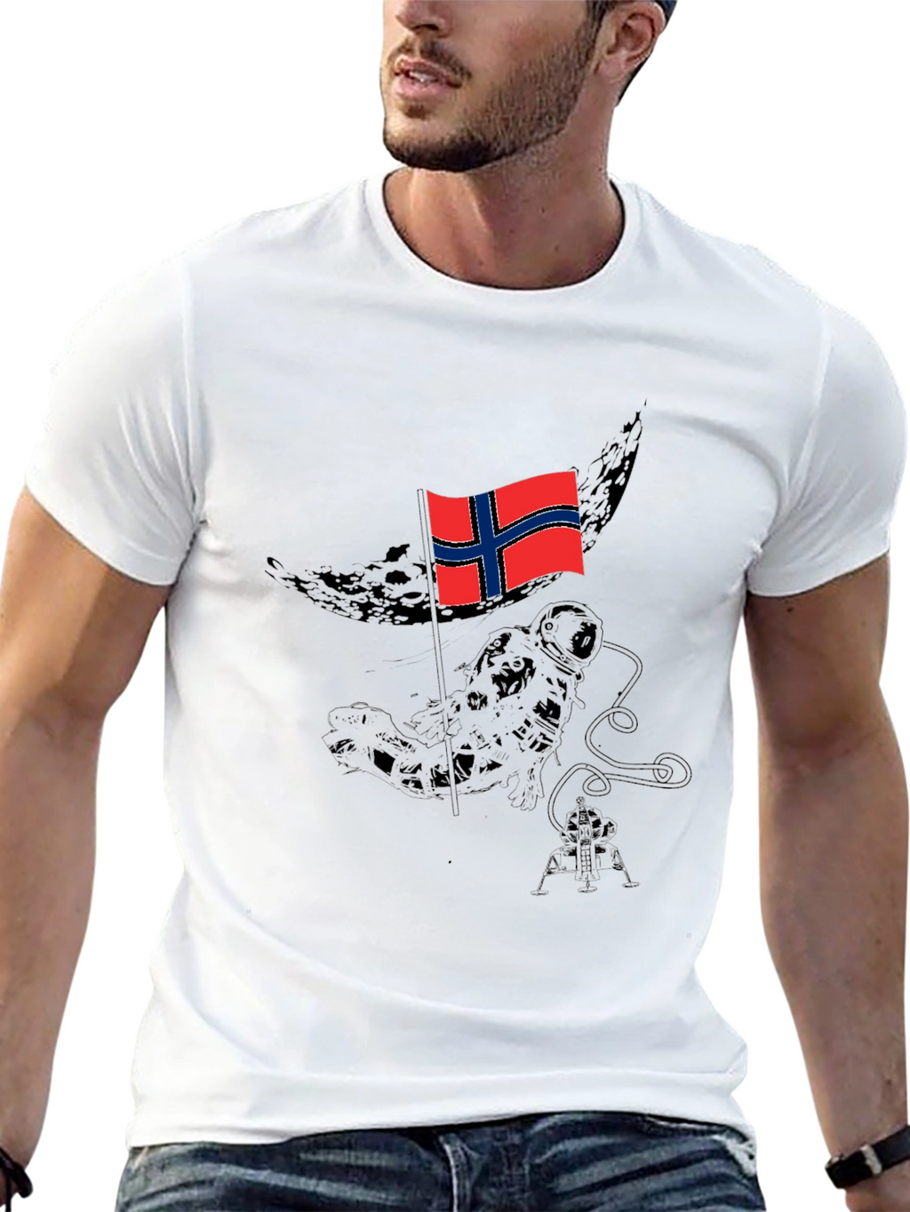 Norway Flag Astronaut Black T-Shirt