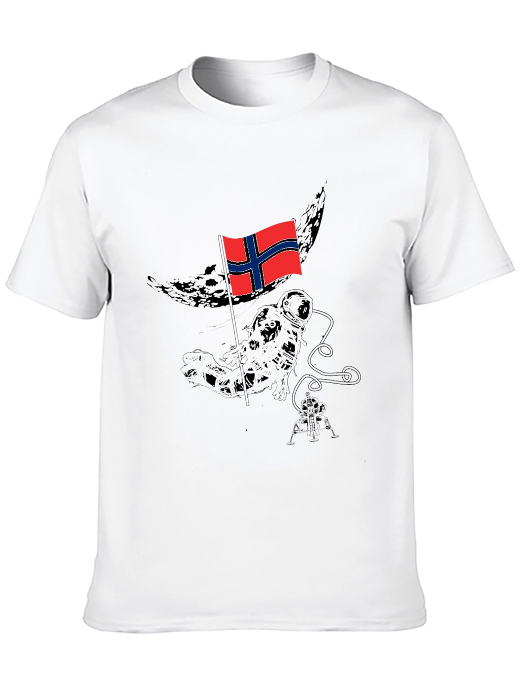 Norway Flag Astronaut Black T-Shirt