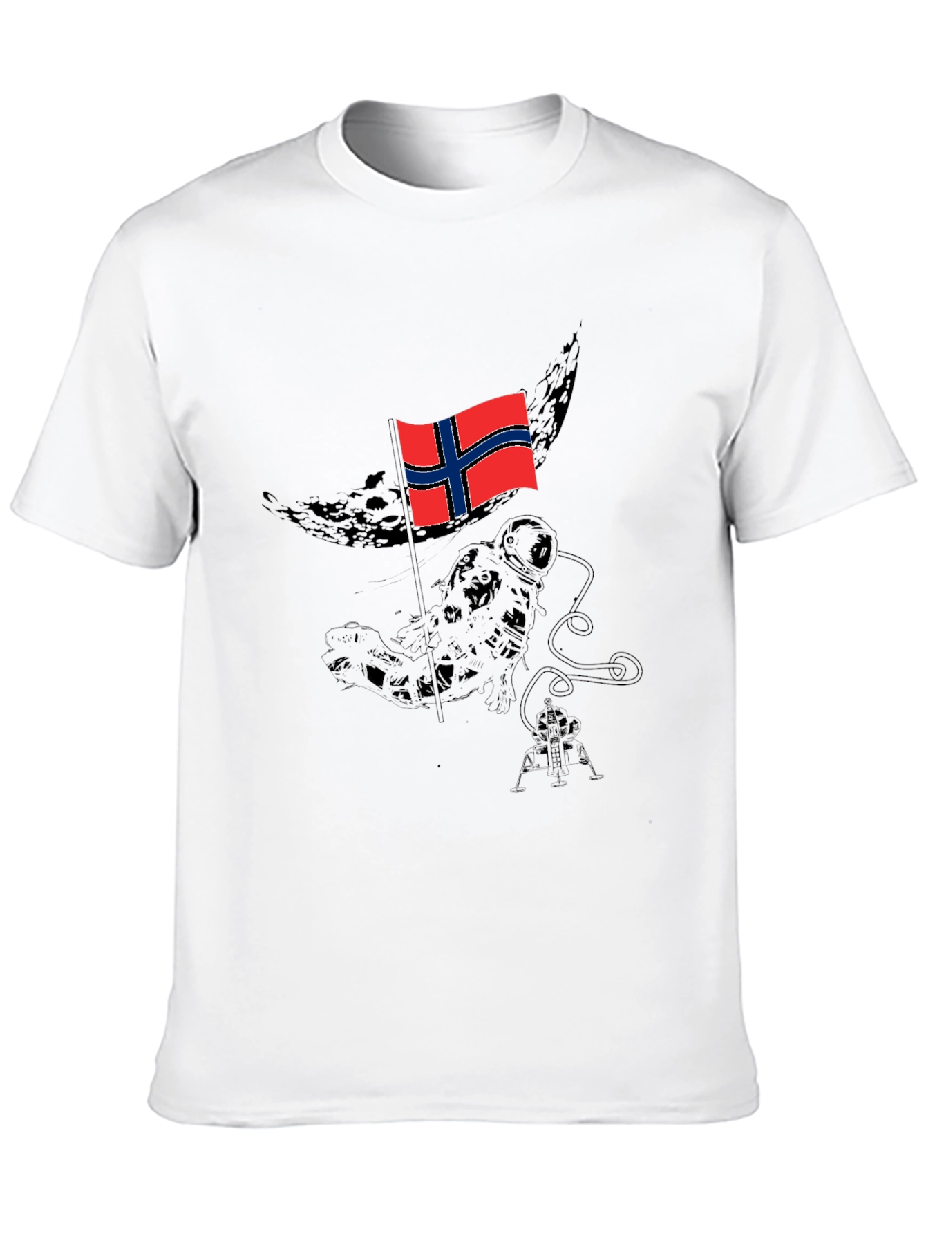 Norway Flag Astronaut Black T-Shirt