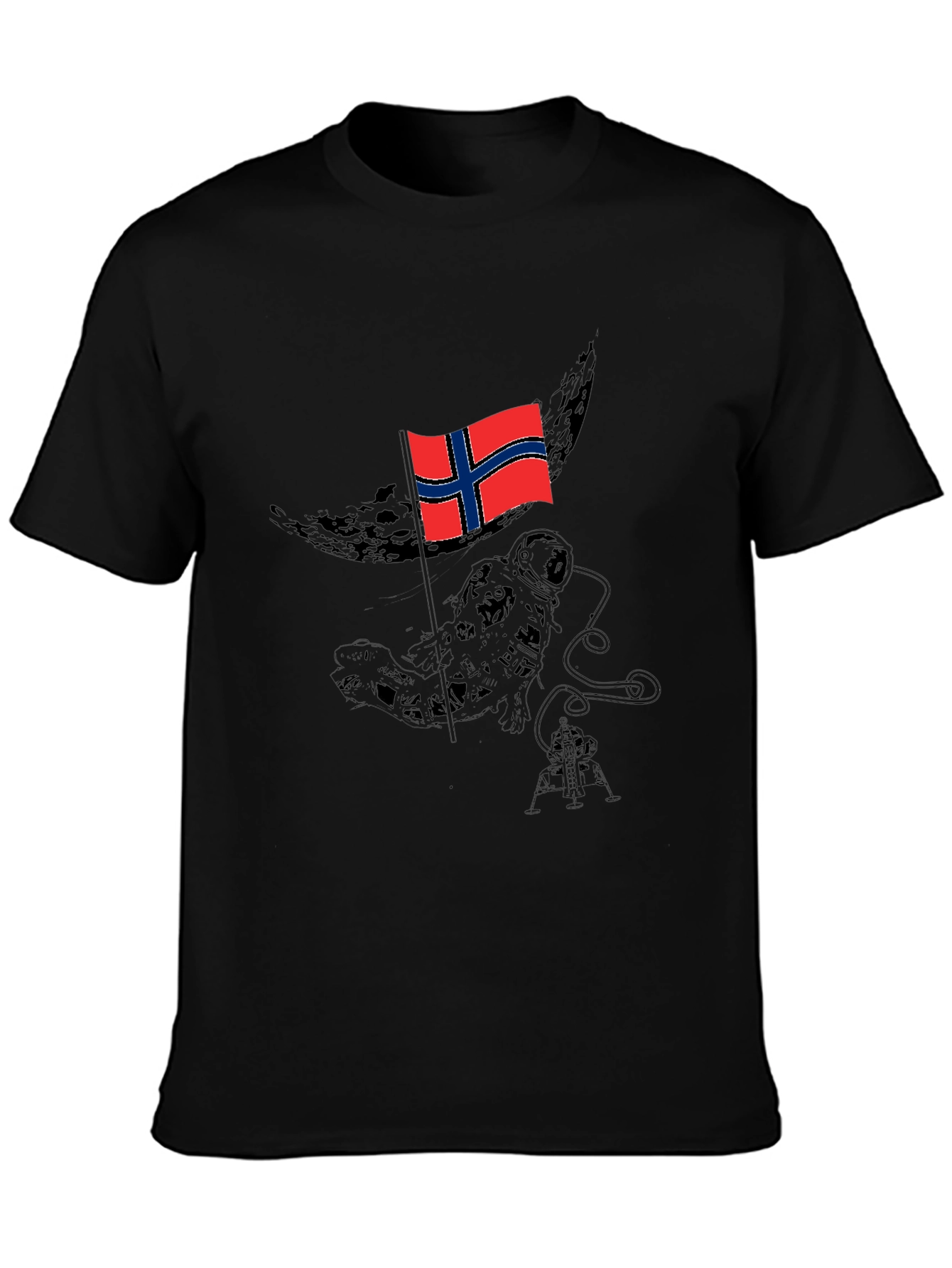 Norway Flag Astronaut Black T-Shirt