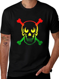 Rasta Skull & Crossbones Graphic T-Shirt