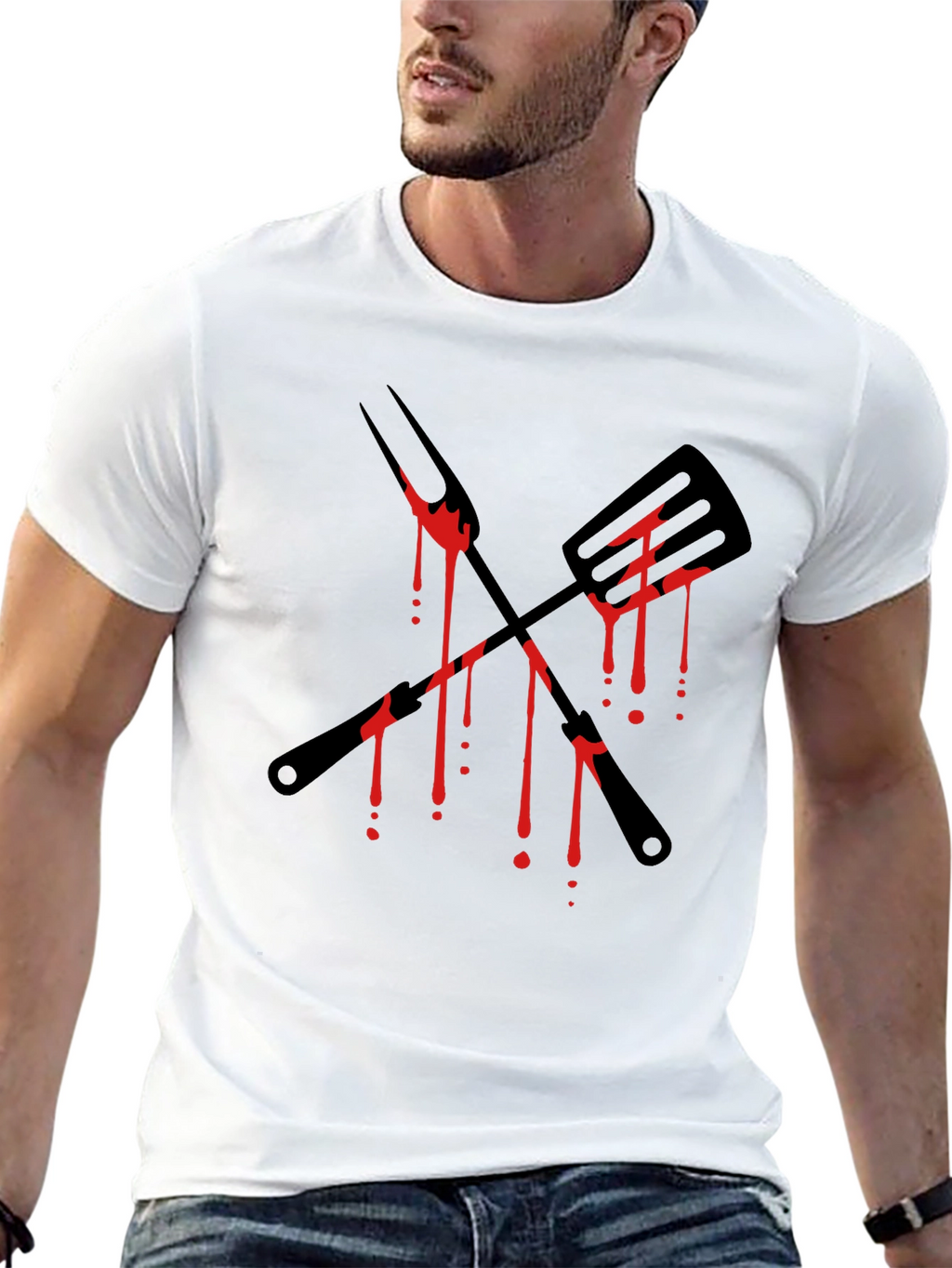 Bloody BBQ Tools Graphic Tee - Grill Master T-Shirt