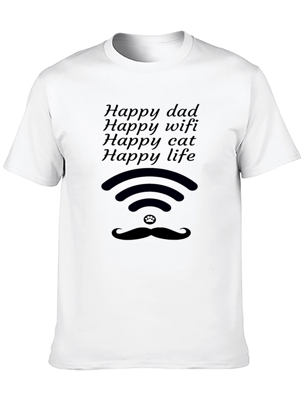 Happy Dad WiFi Cat Life Black T-Shirt