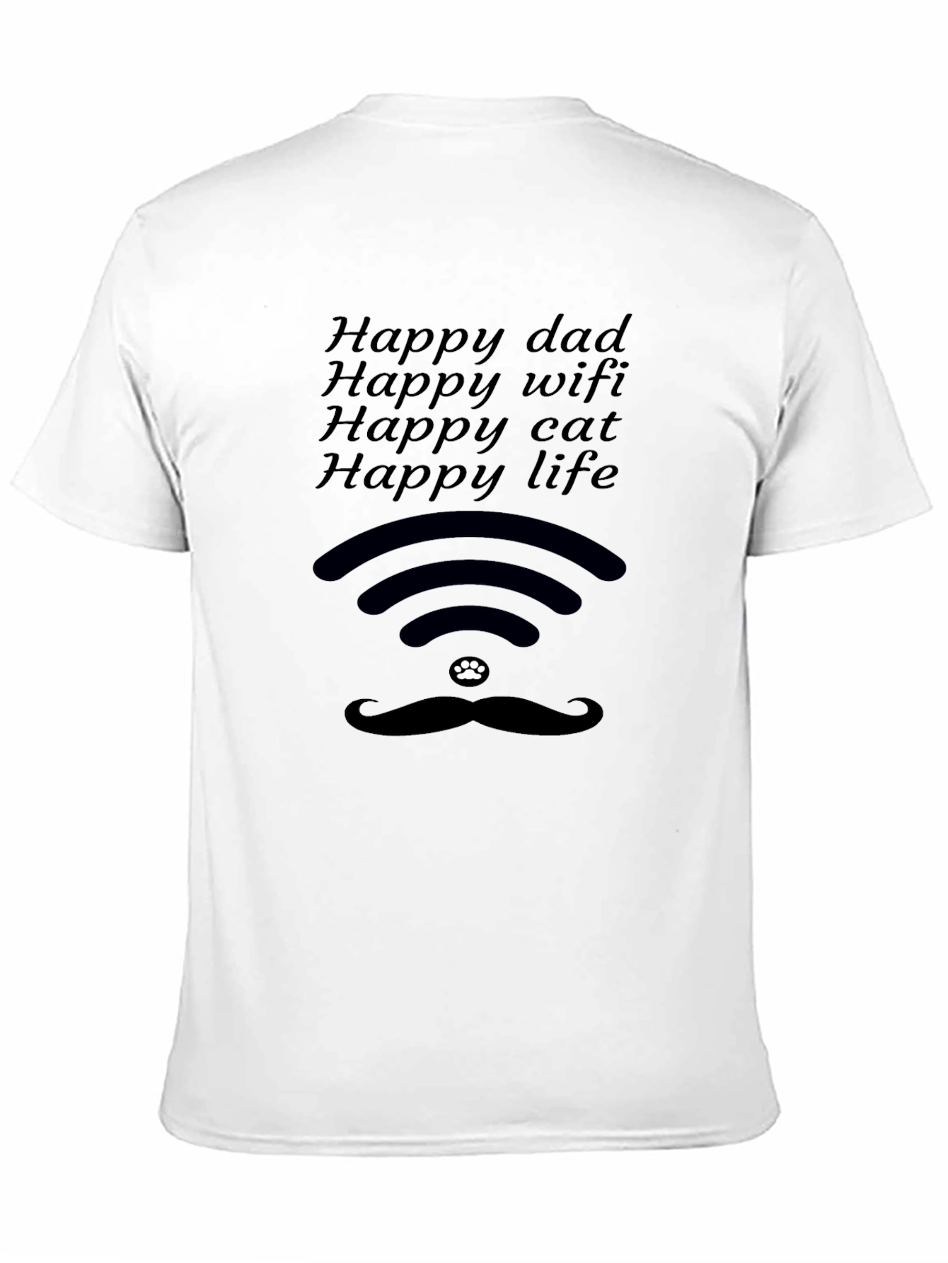 Happy Dad WiFi Cat Life Black T-Shirt