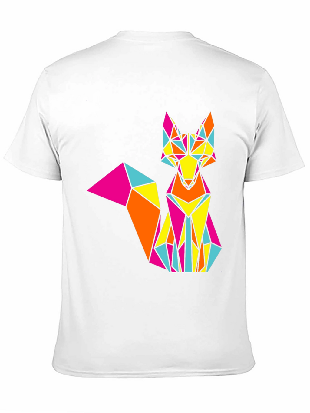 Geometric Fox Graphic Print Black T-Shirt