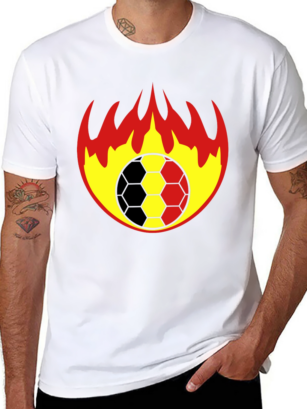 Flaming Soccer Ball Graphic T-Shirt
