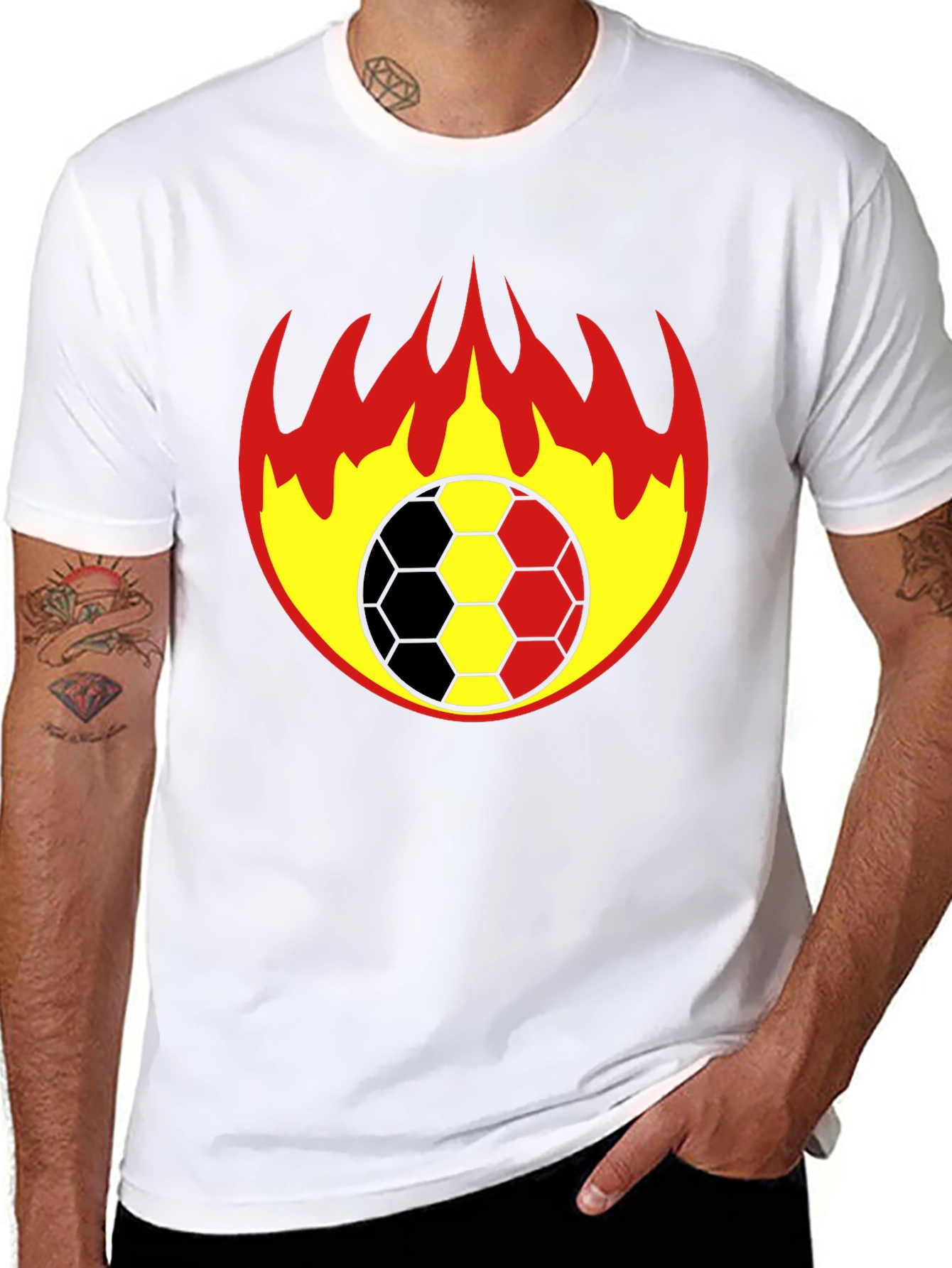 Flaming Soccer Ball Graphic T-Shirt