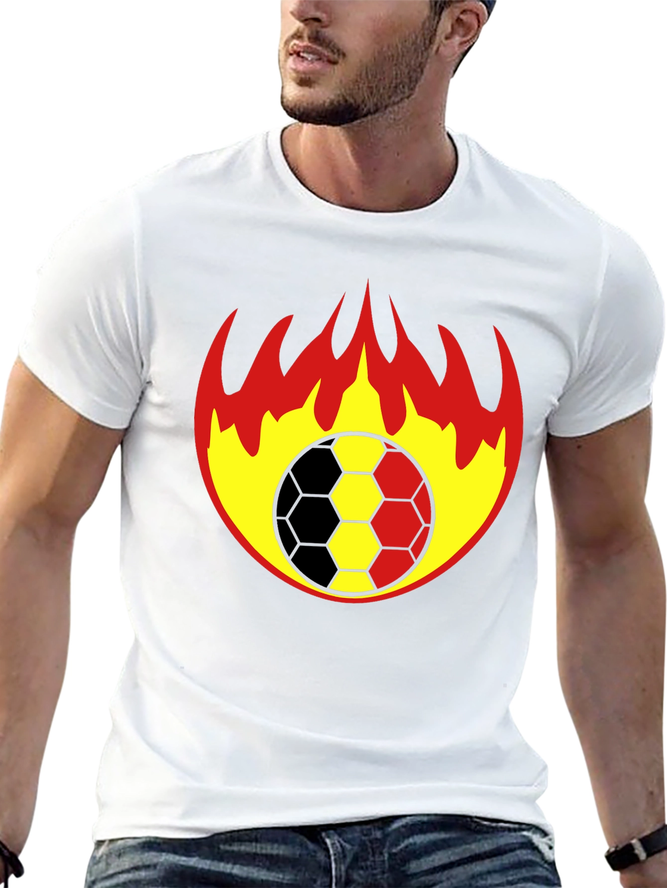 Flaming Soccer Ball Graphic T-Shirt