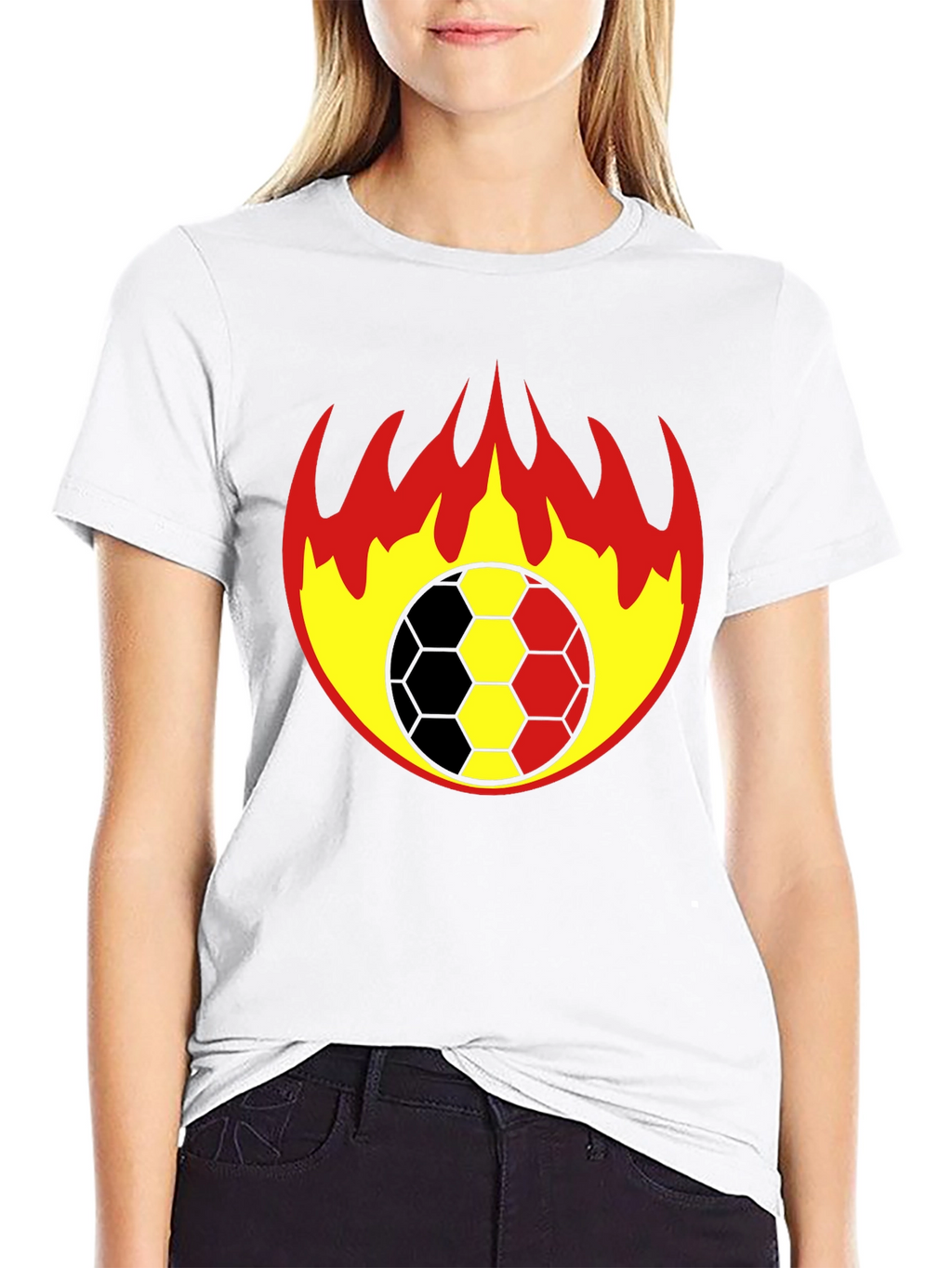 Flaming Soccer Ball Graphic T-Shirt