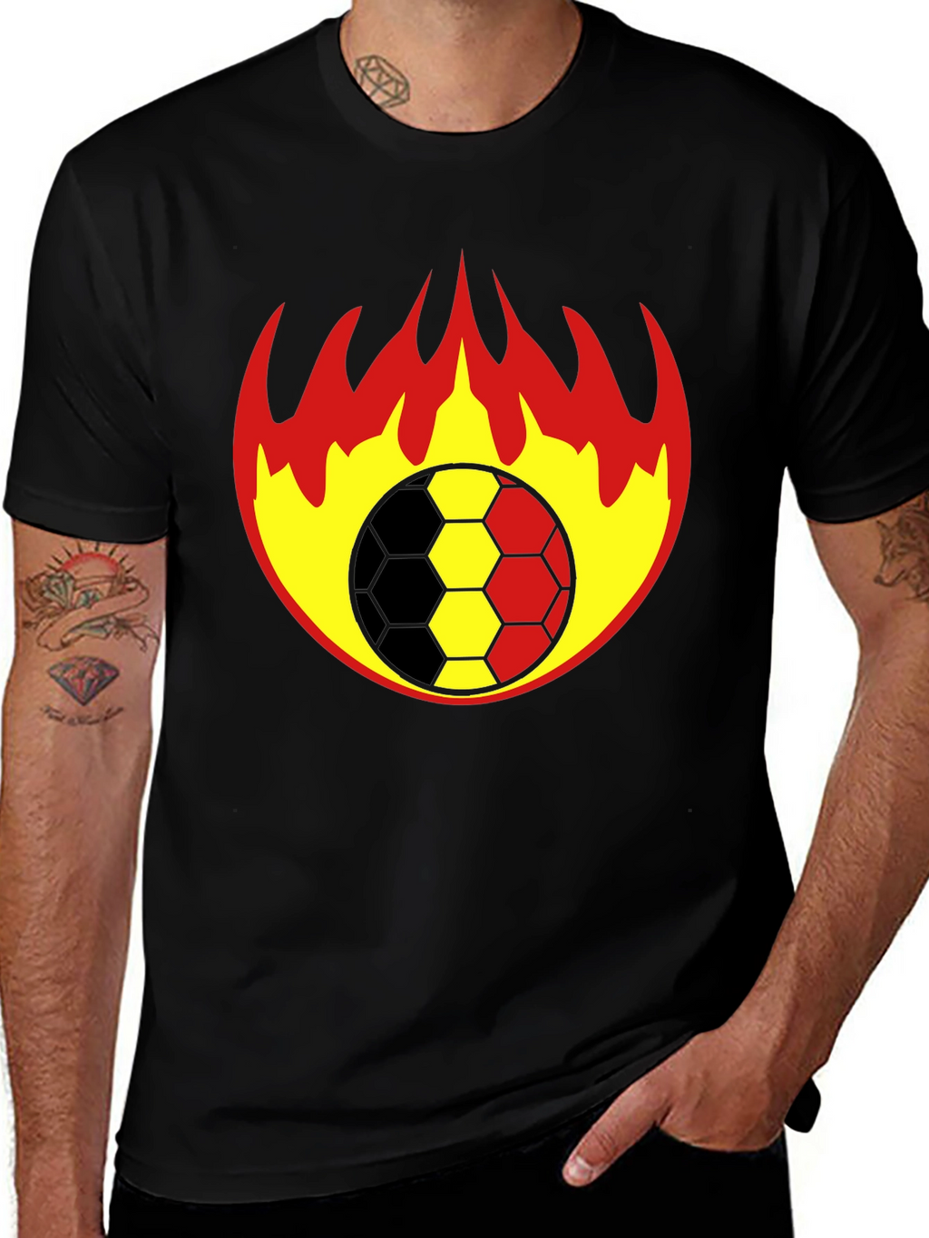 Flaming Soccer Ball Graphic T-Shirt