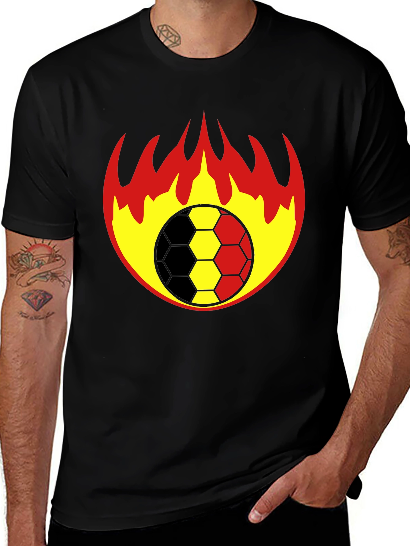 Flaming Soccer Ball Graphic T-Shirt