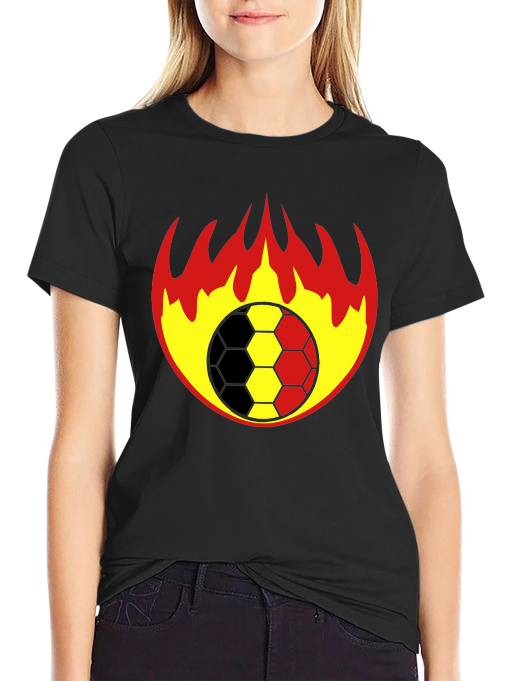 Flaming Soccer Ball Graphic T-Shirt