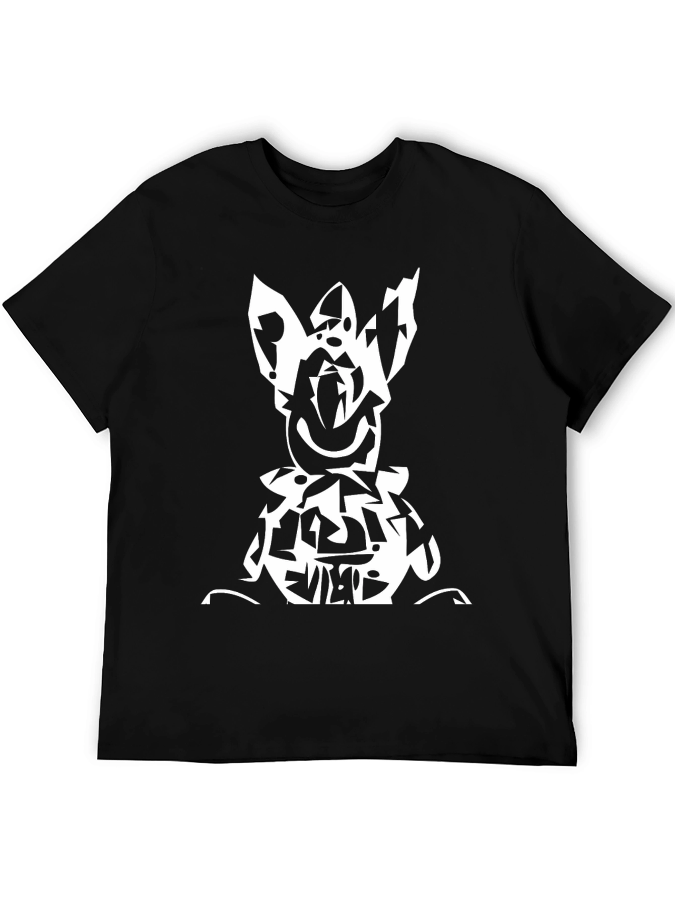 Abstract Cartoon Graphic Black T-Shirt