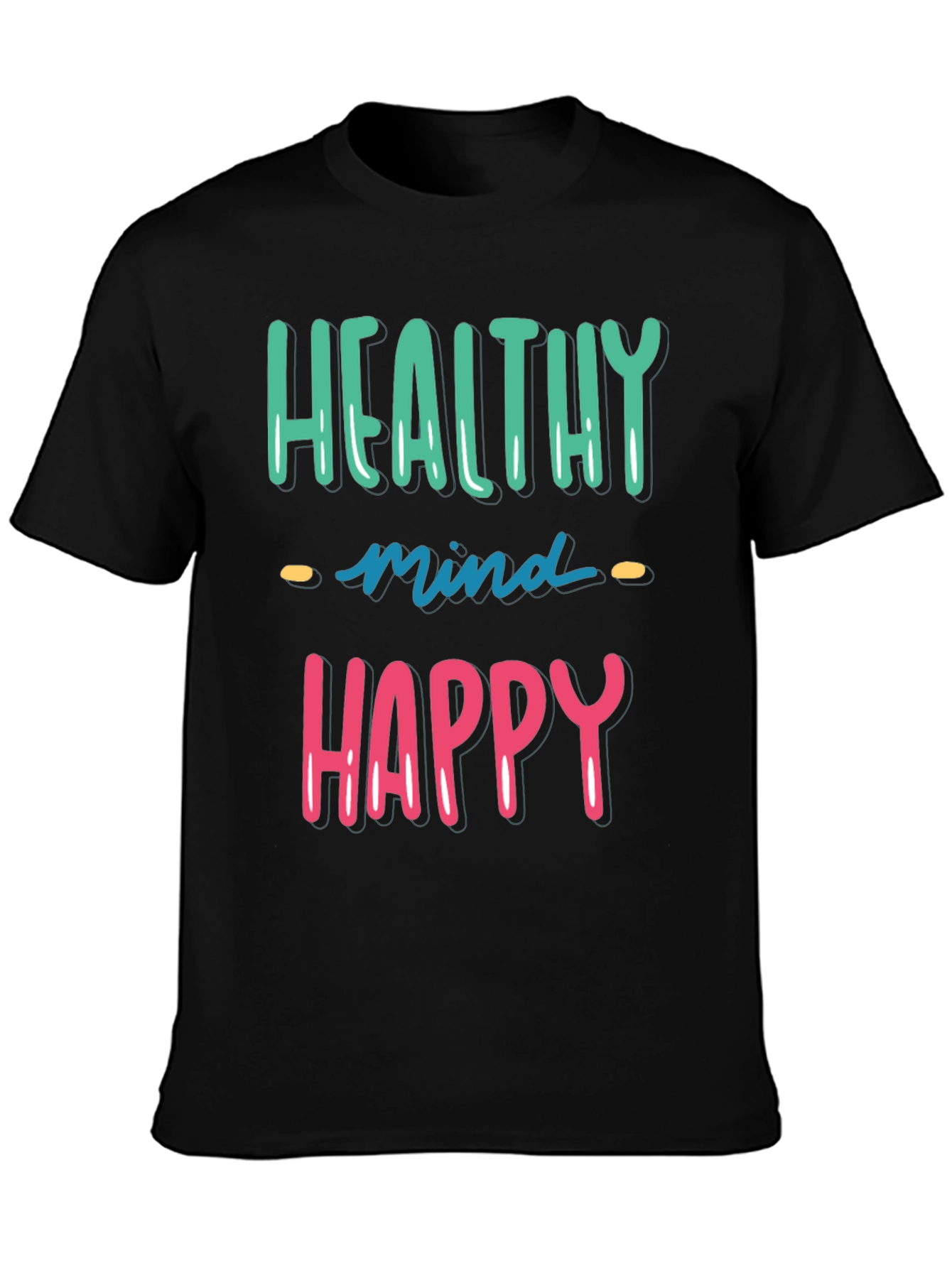 Healthy Mind Happy Life Black Graphic Tee