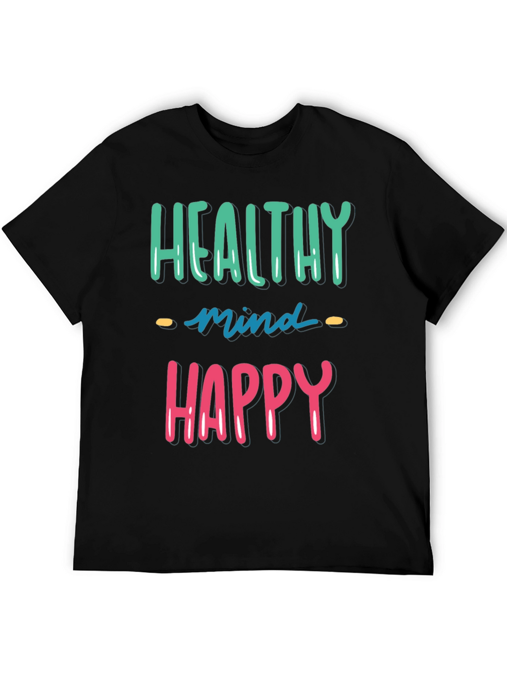 Healthy Mind Happy Life Black Graphic Tee