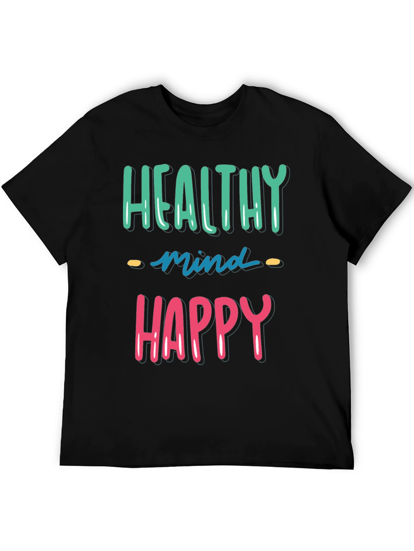 Healthy Mind Happy Life Black Graphic Tee